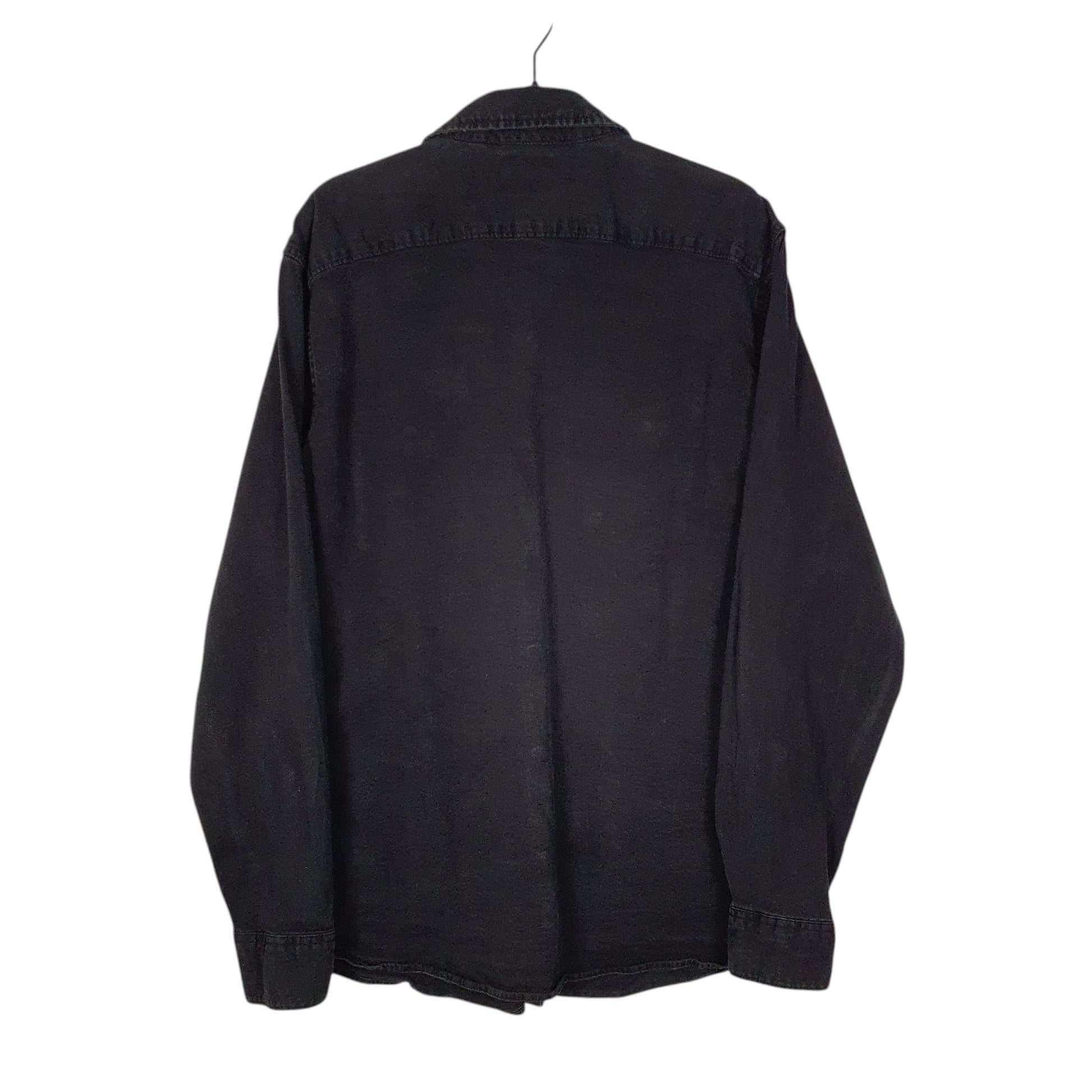 Mens Black Wrangler Denim Cowboy Pearl Snap  Shirt