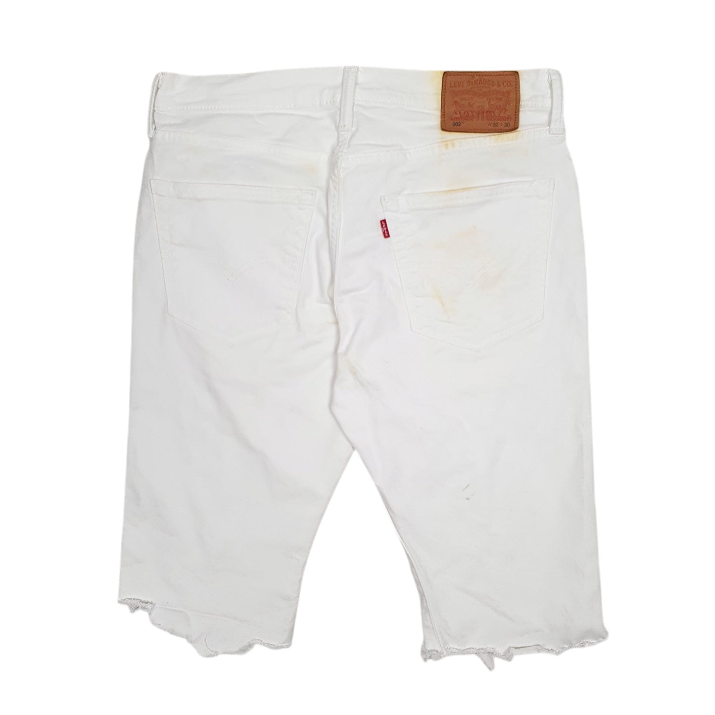 Mens White Levis 502 Ripped Cut Off  Shorts