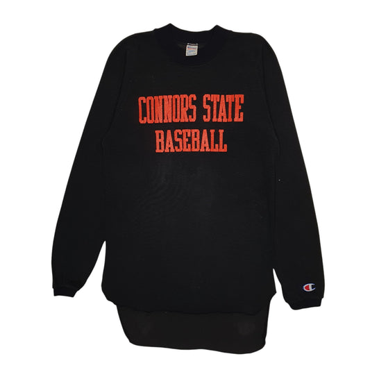 Mens Black Champion Vintage 80s Connors State Baseball Jersey Shirt Crewneck Jumper