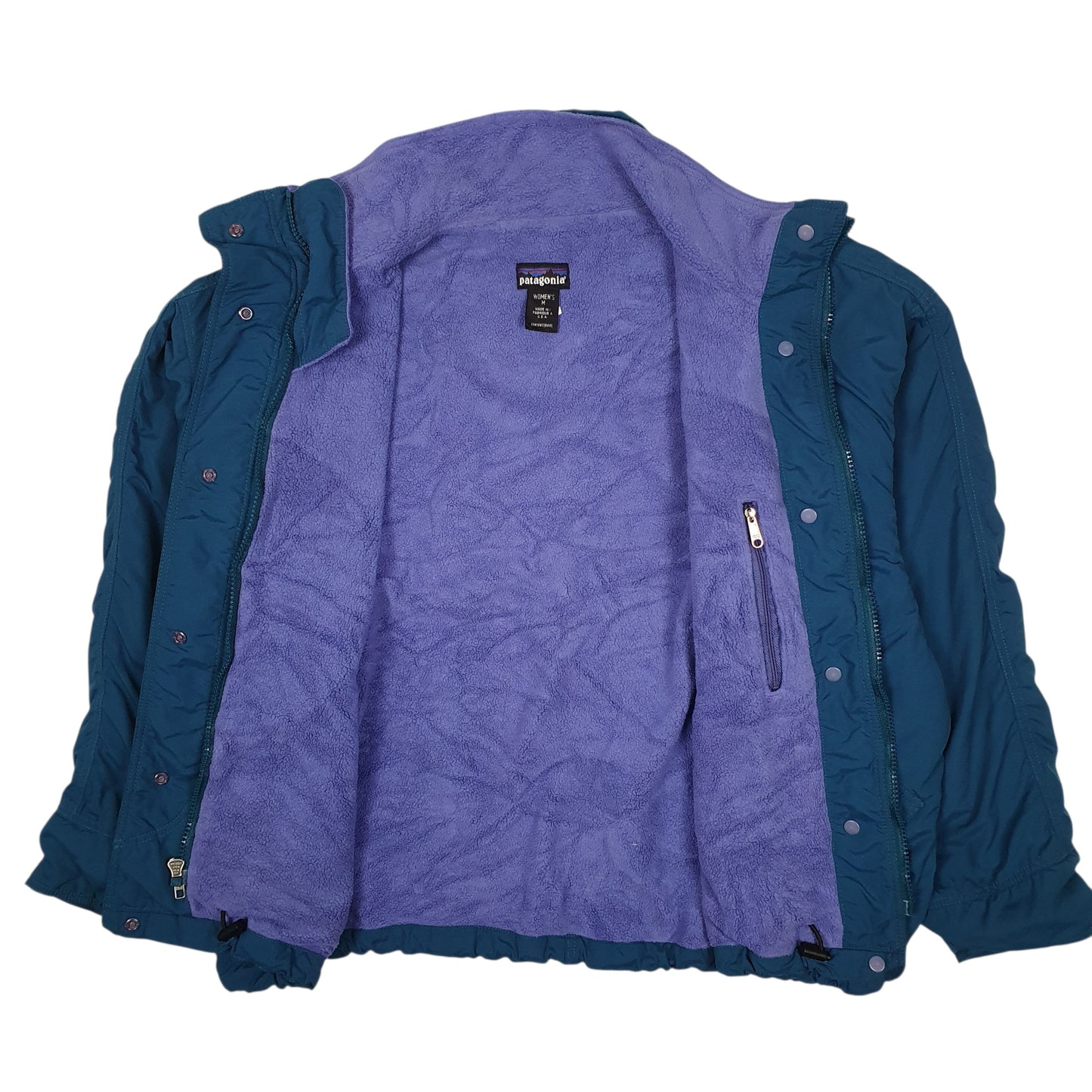 Womens Blue Patagonia Vintage 90s Fleece Lined Bomber  Coat