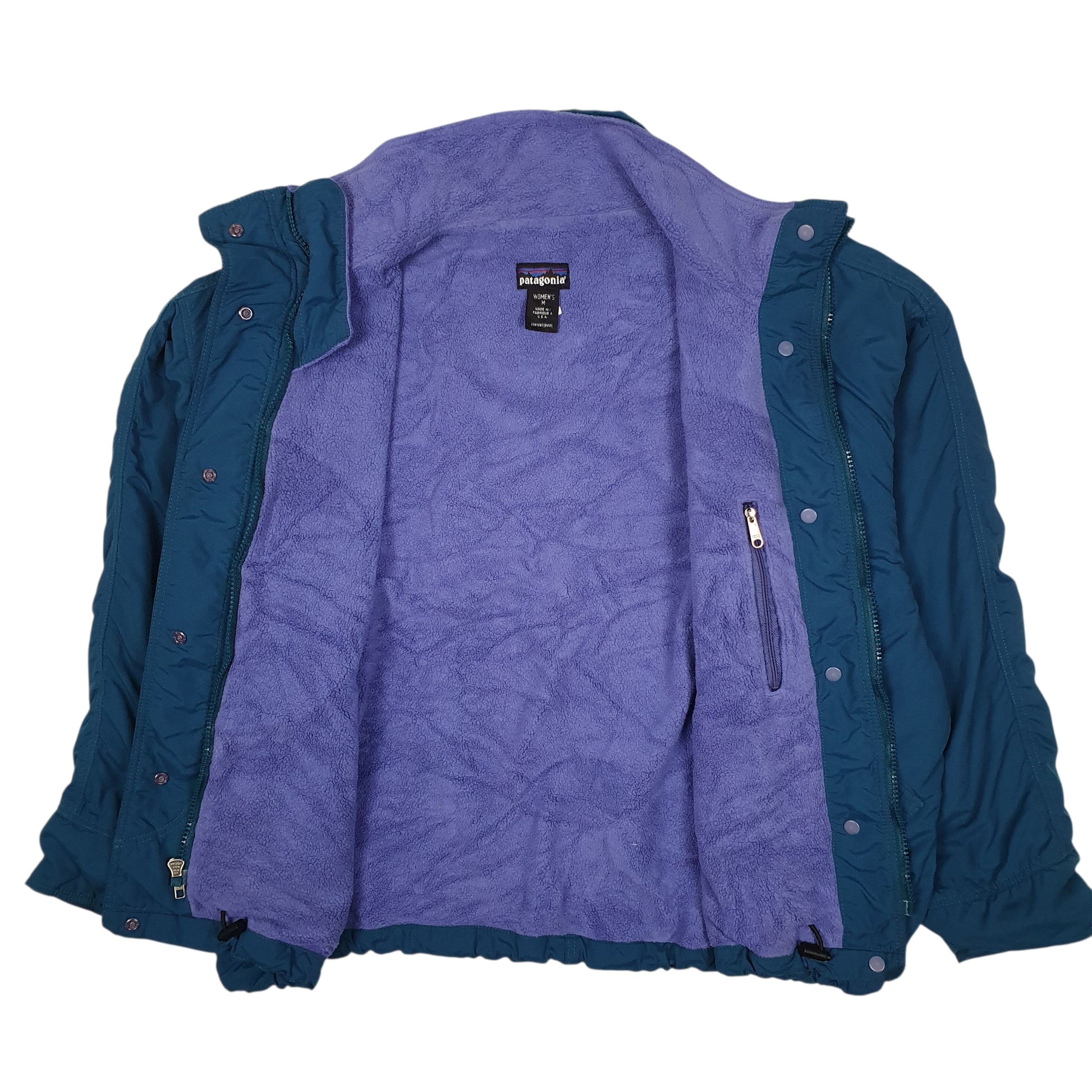 Womens Blue Patagonia Vintage 90s Fleece Lined Bomber  Coat