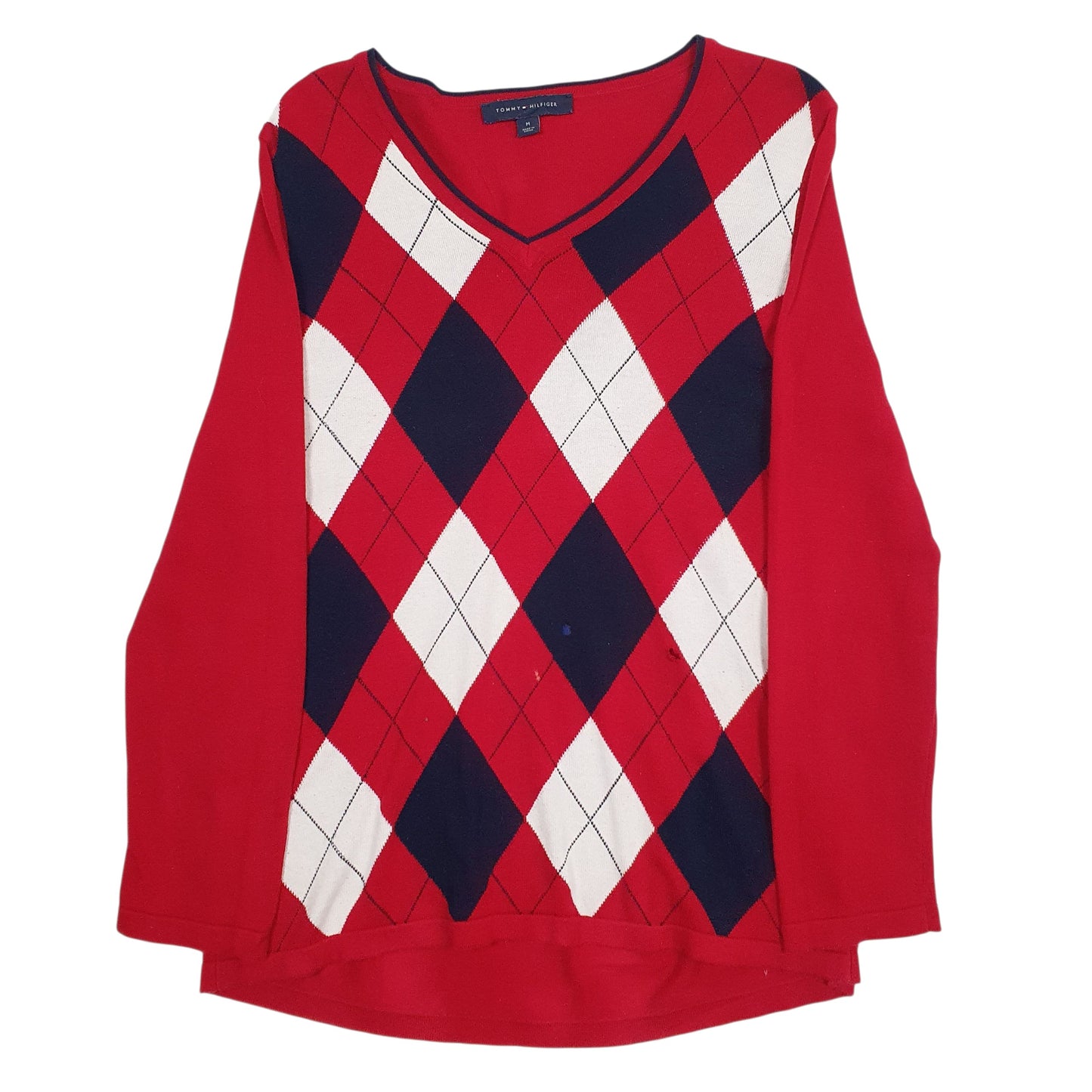 Womens Red Tommy Hilfiger  V Neck Jumper