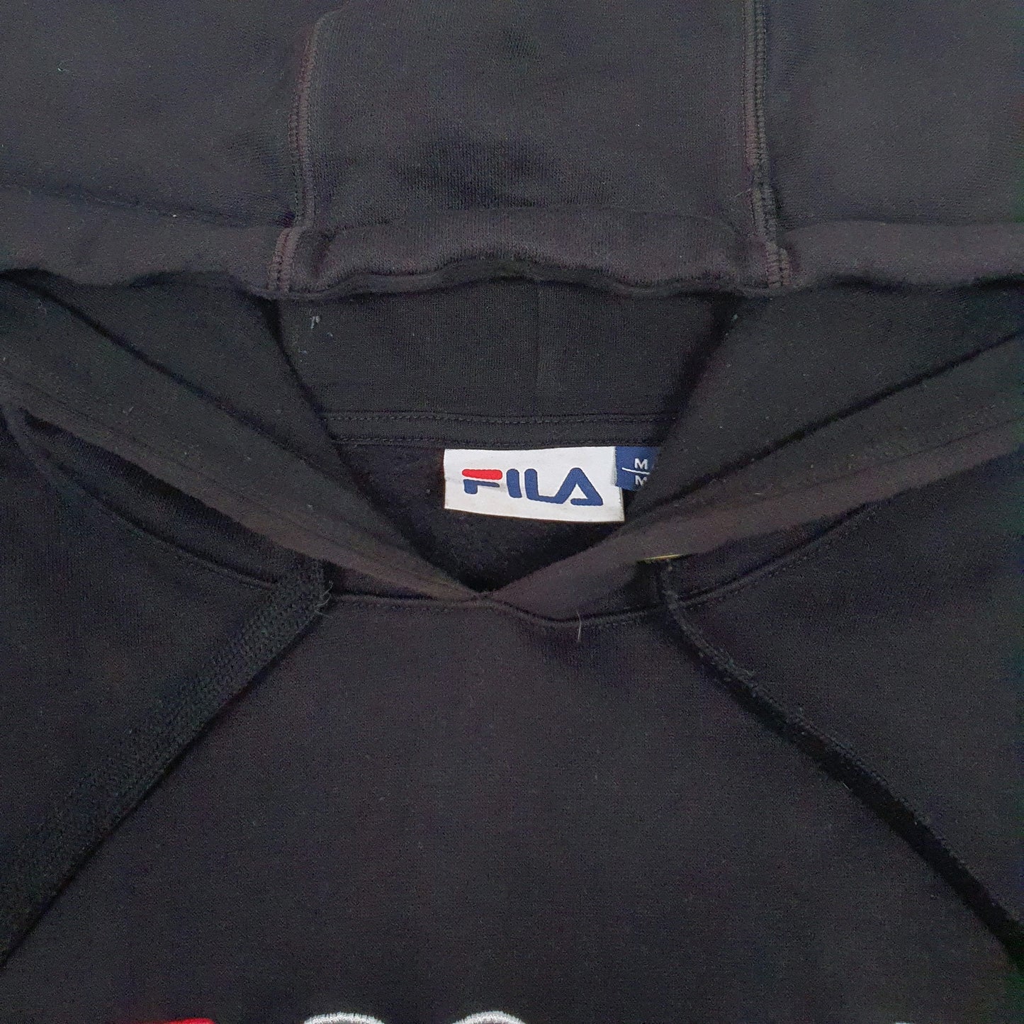 Mens Black Fila Spellout Hoodie Jumper