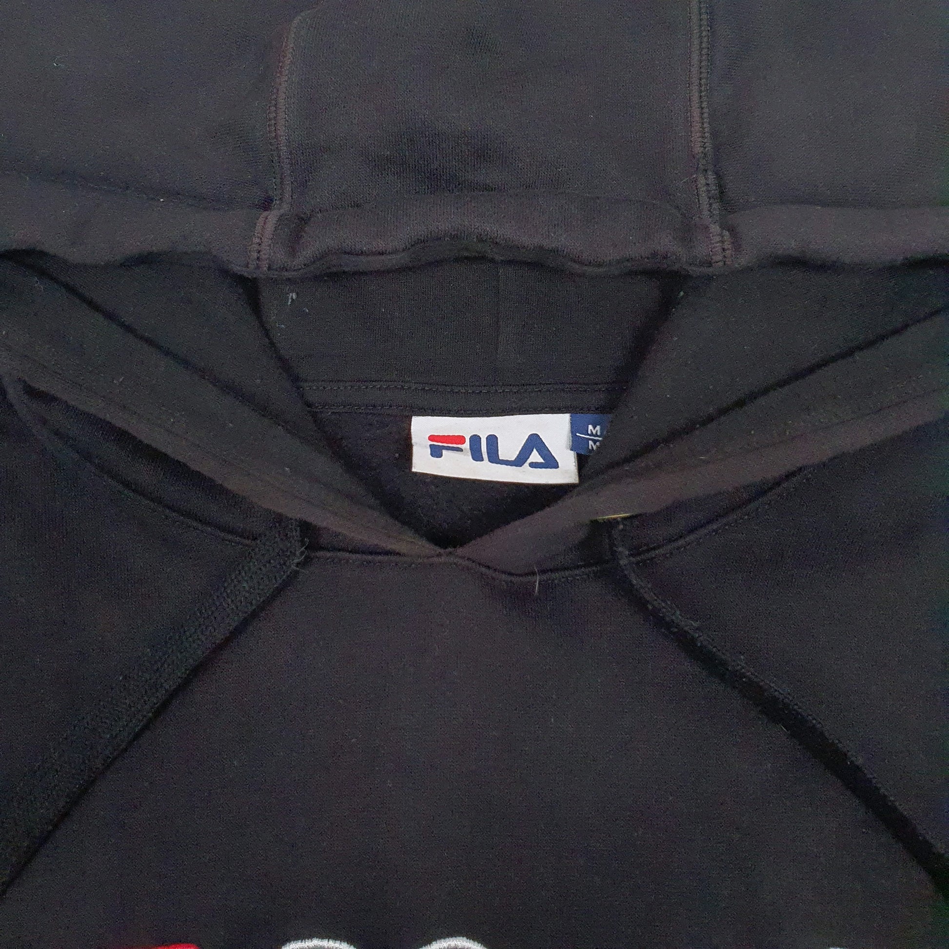 Mens Black Fila Spellout Hoodie Jumper