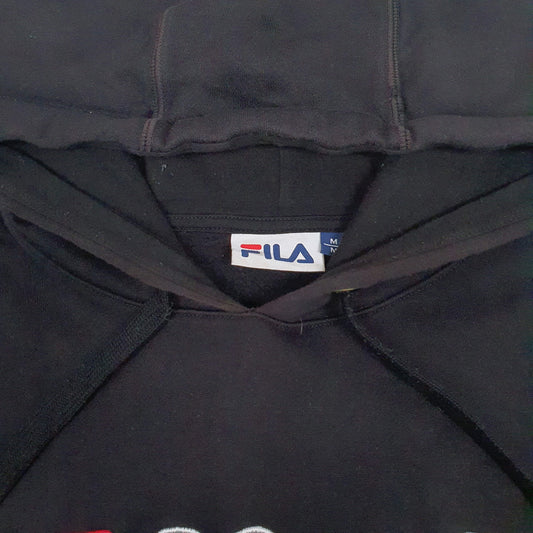 Mens Black Fila Spellout Hoodie Jumper