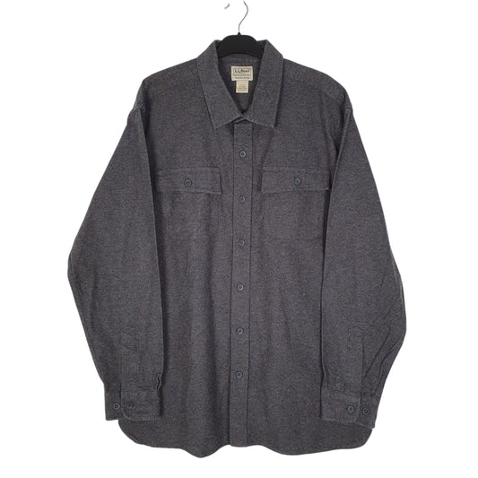 Mens Grey L.L.Bean Thick Chamois Long Sleeve Shirt