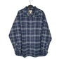 Mens Navy L.L.Bean Thick Flannel Plaid Chamois Long Sleeve Shirt