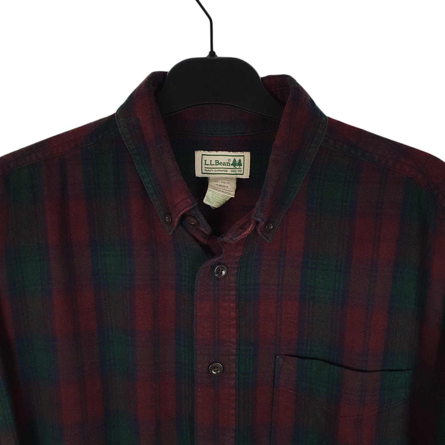 Mens Burgundy L.L.Bean Thick Flannel Plaid  Shirt