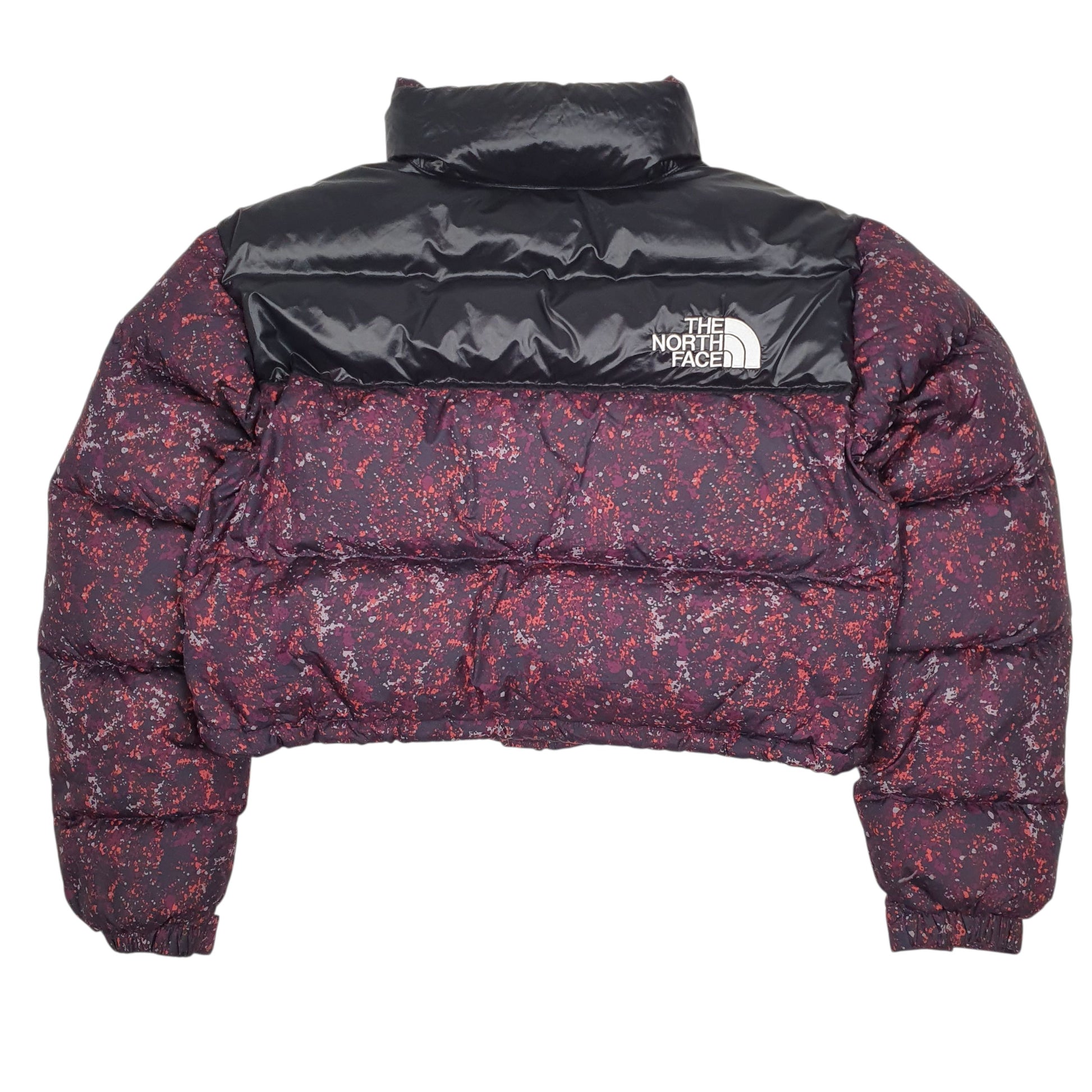 Womens Black The North Face Nuptse Retro 1996 Cropped Hoodie Coat