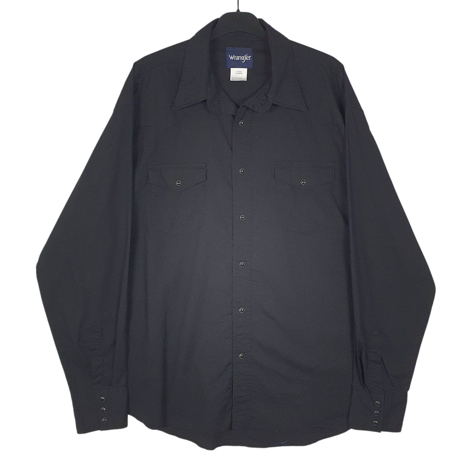 Mens Black Wrangler Pearl Snap Long Sleeve Shirt