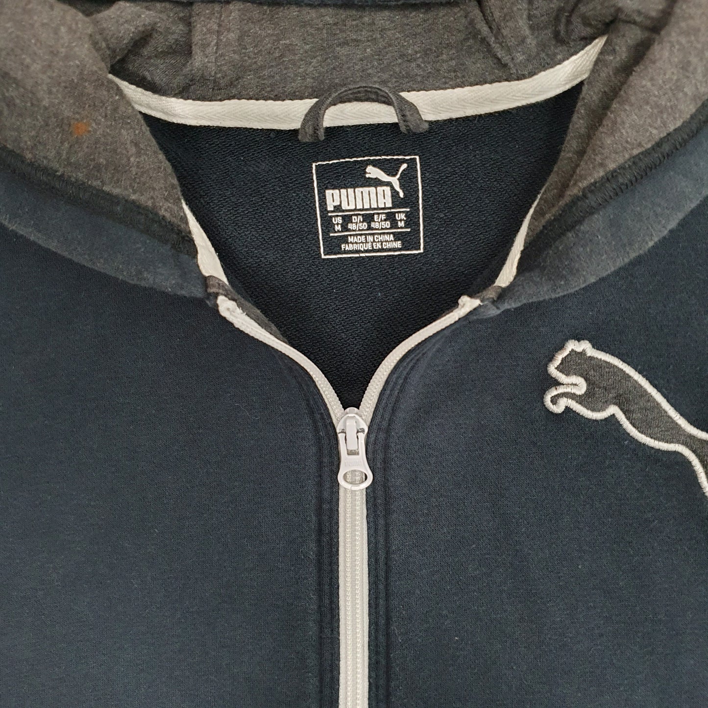 Mens Navy Puma Hoodie Full Zip Jumper