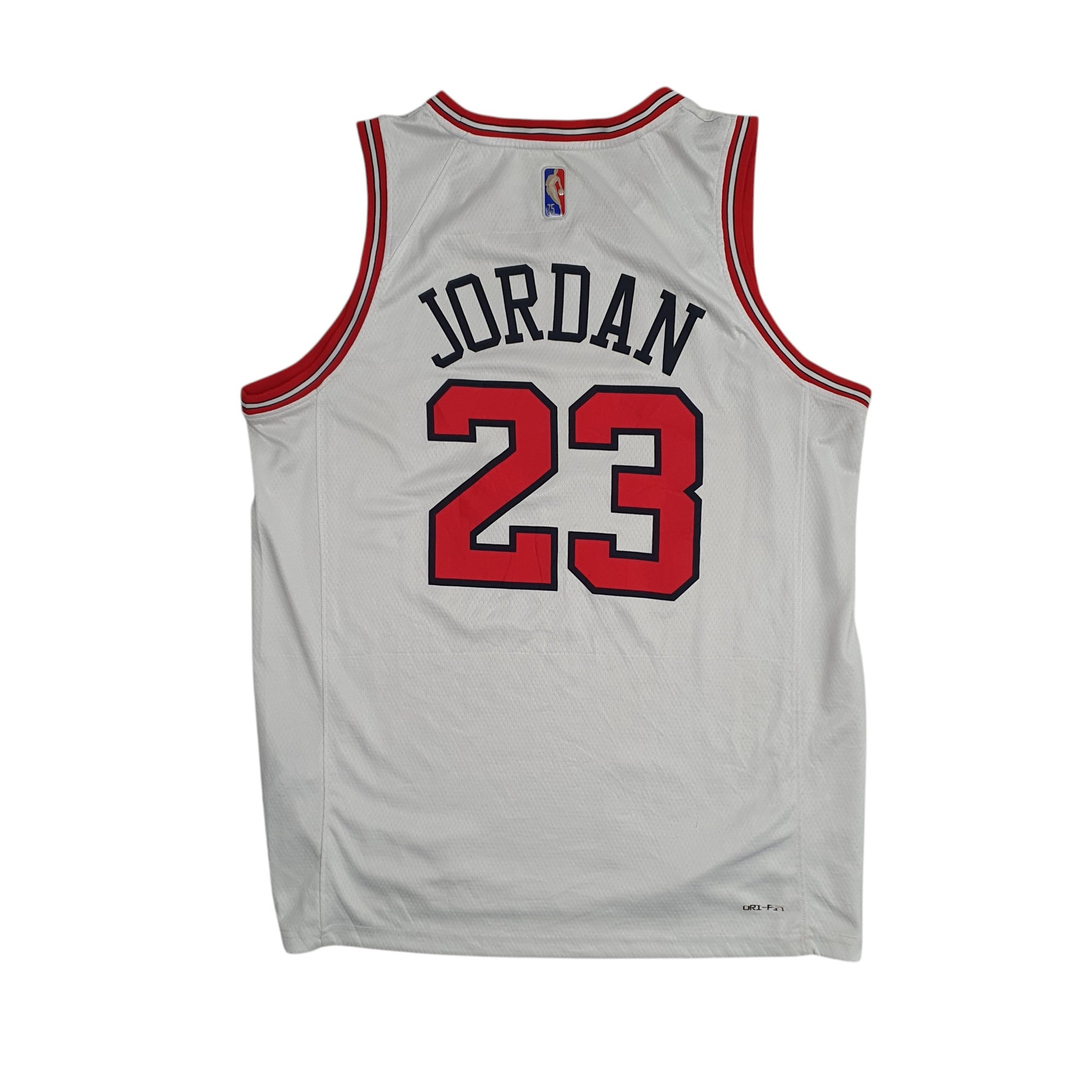 Mens White Nike NBA Chicago Bulls Jordan Jersey Crewneck T Shirt