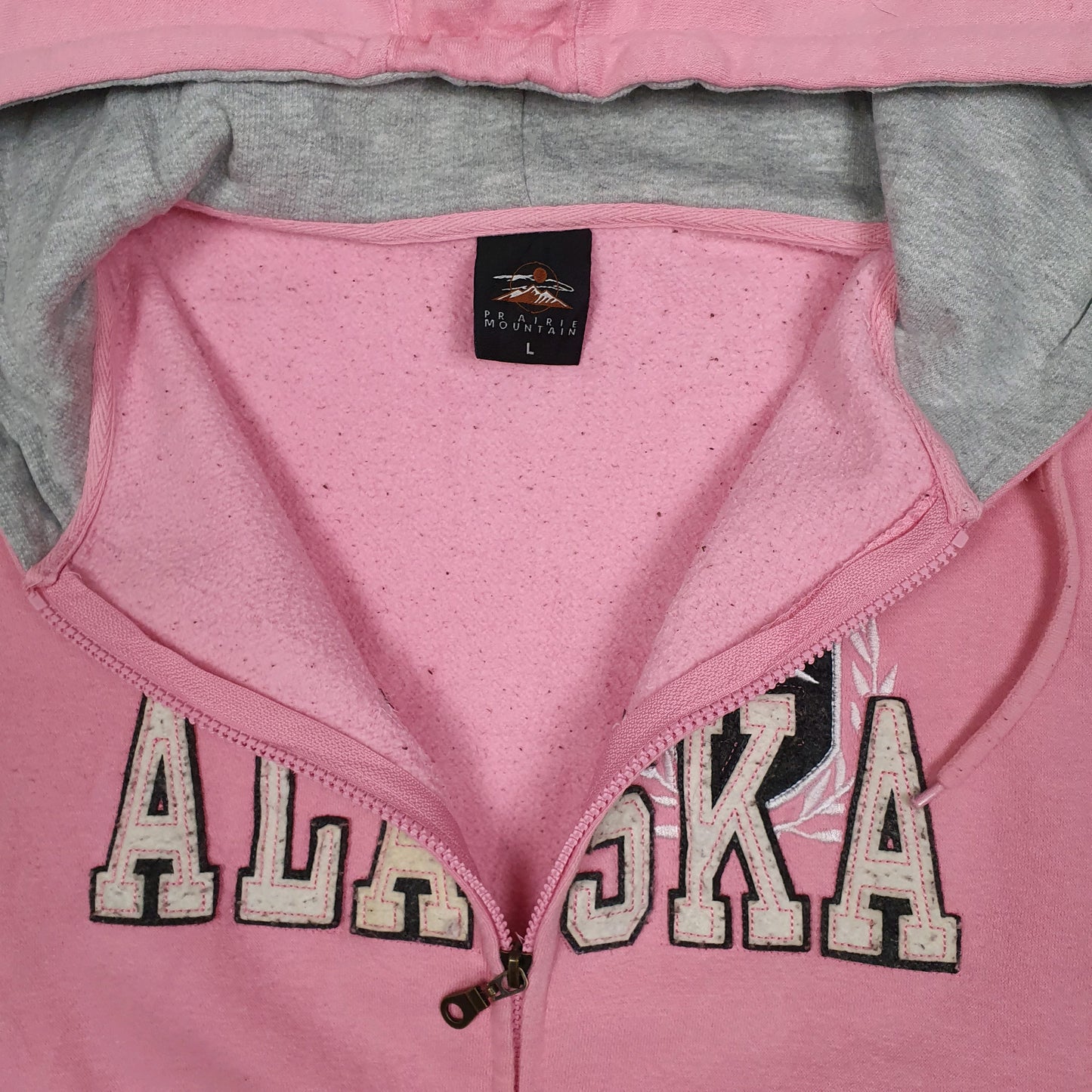 Mens Pink Prairie Mountains Alaska Hoodie Full Zip Jumper