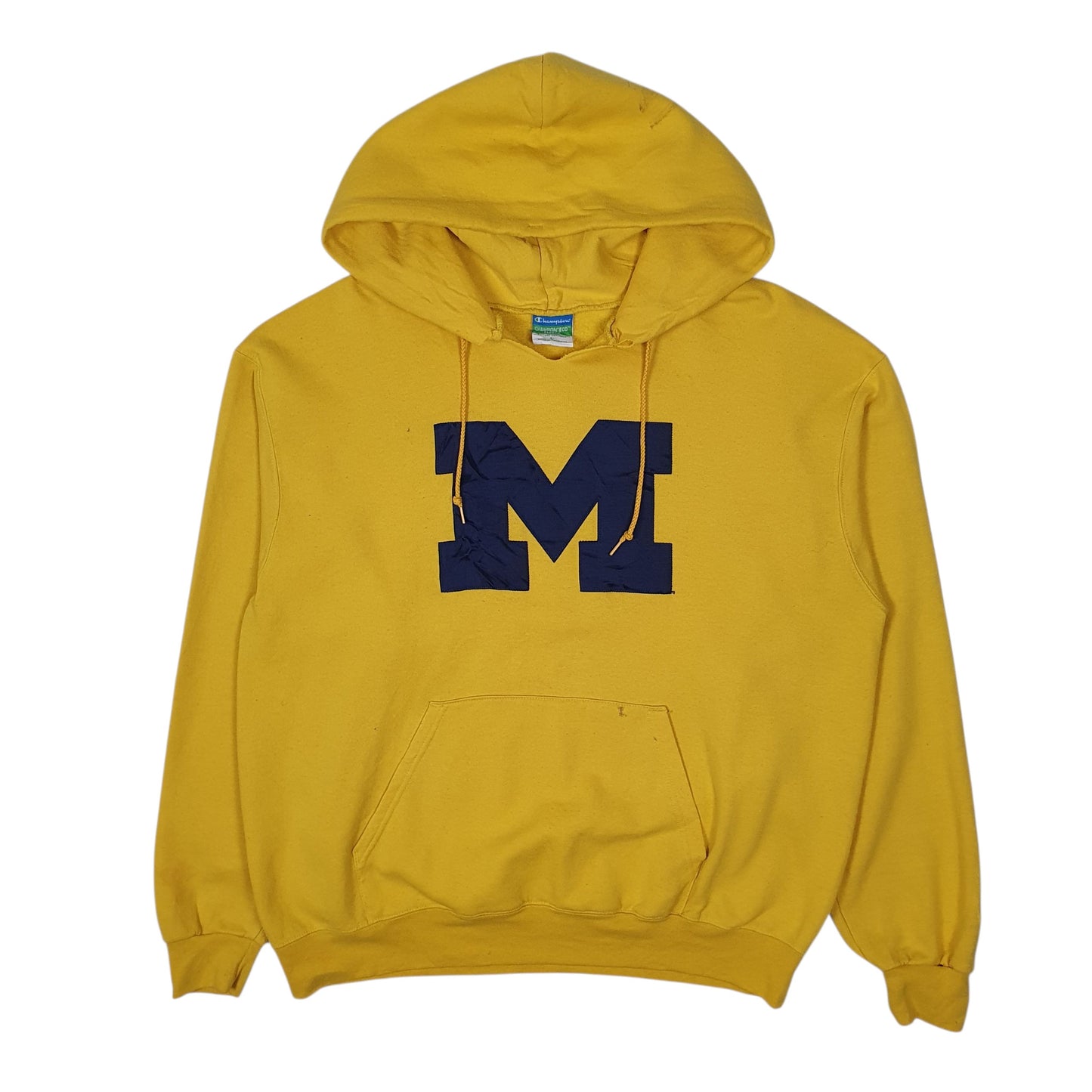 Mens Yellow Champion Michigan University Hoodie Jumper