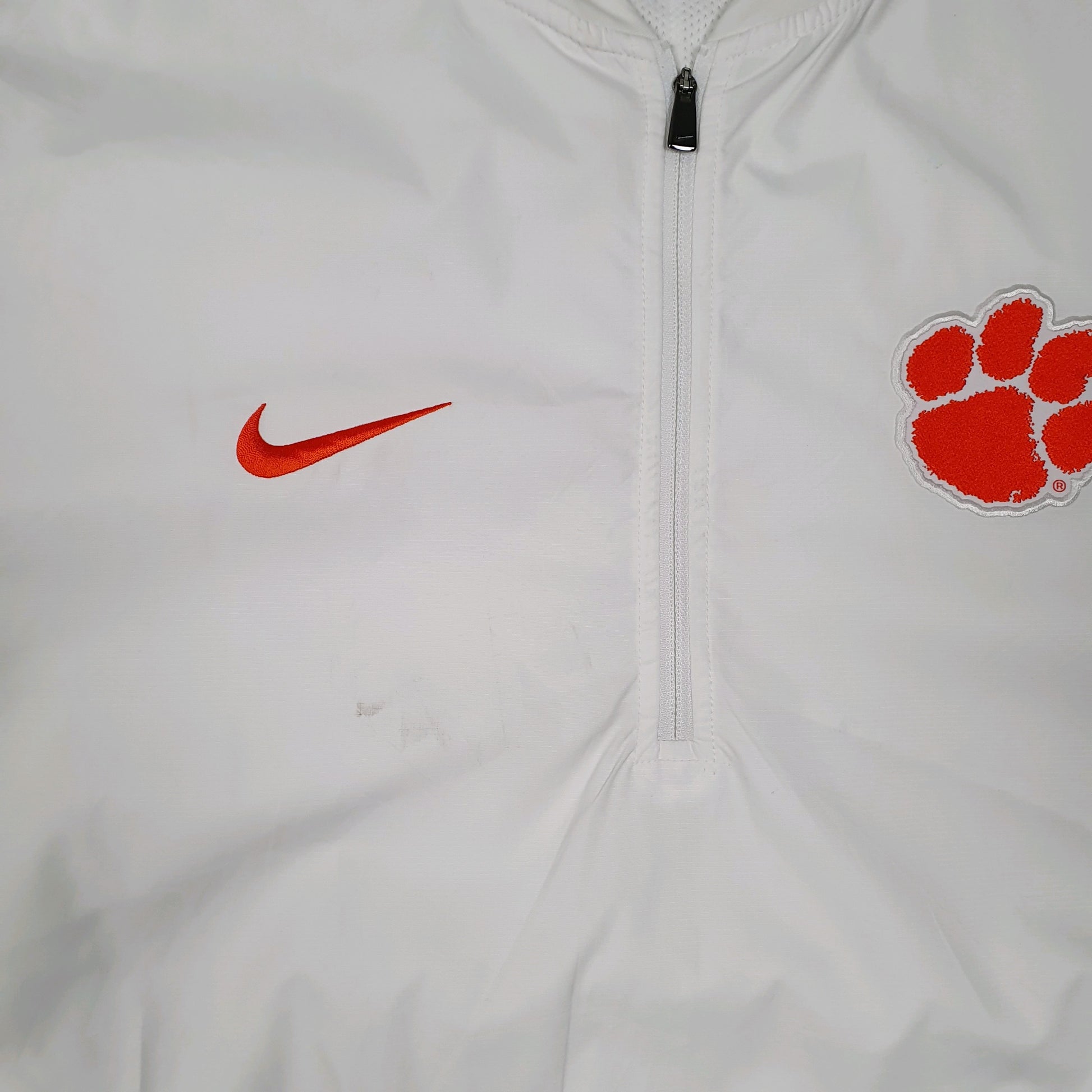 Mens White Nike Clemson Quarter Zip Pullover  Coat