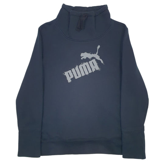 Womens Black Puma Spellout Turtle Neck Jumper
