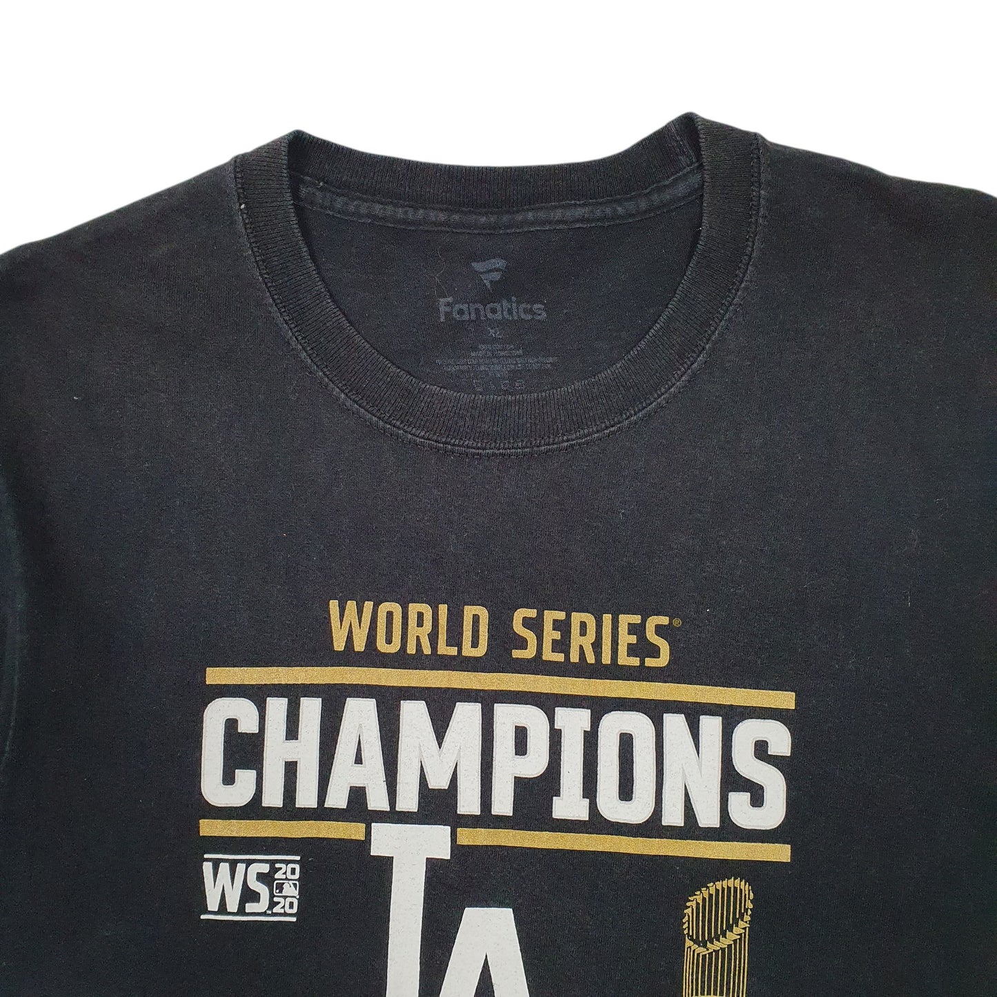 Mens Black Fanatics MLB LA Dodgers Baseball World Series  T Shirt