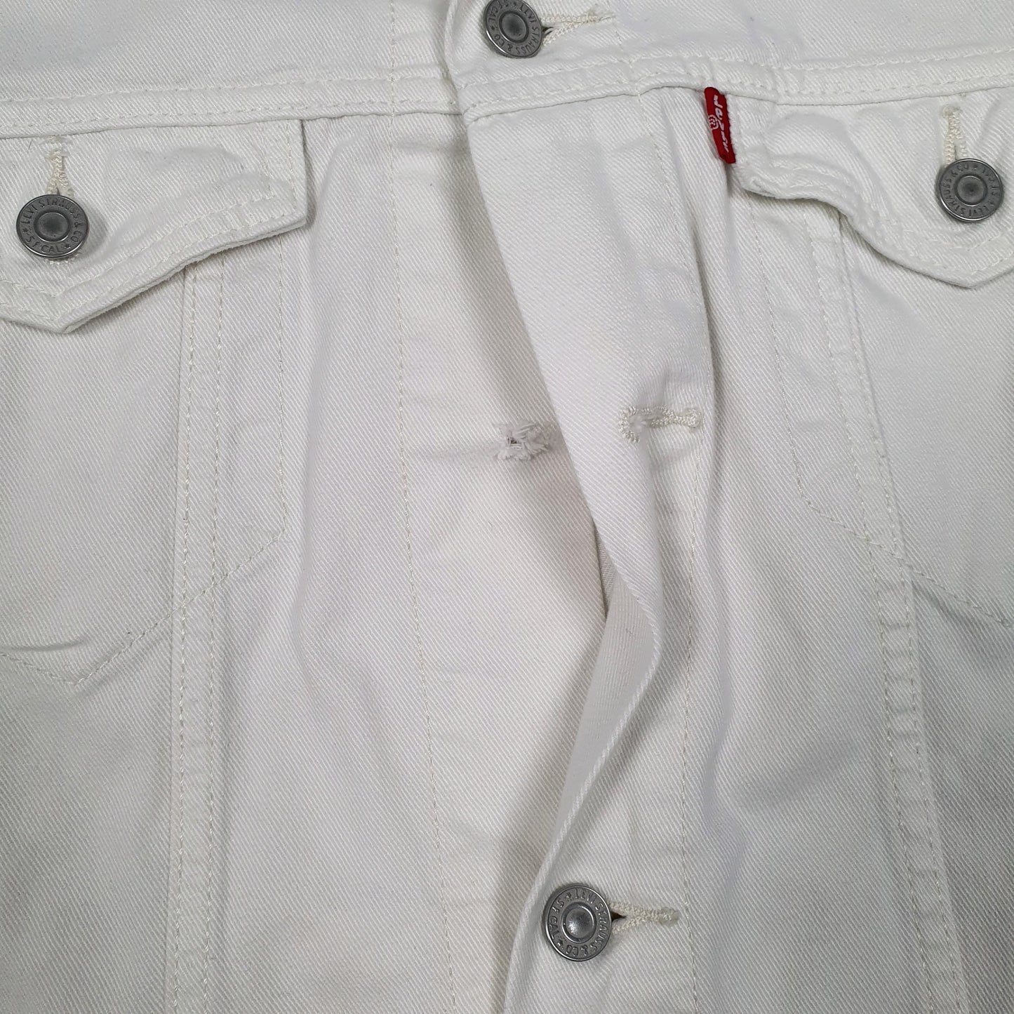 Mens White Levis Type 3 Trucker Crewneck Coat
