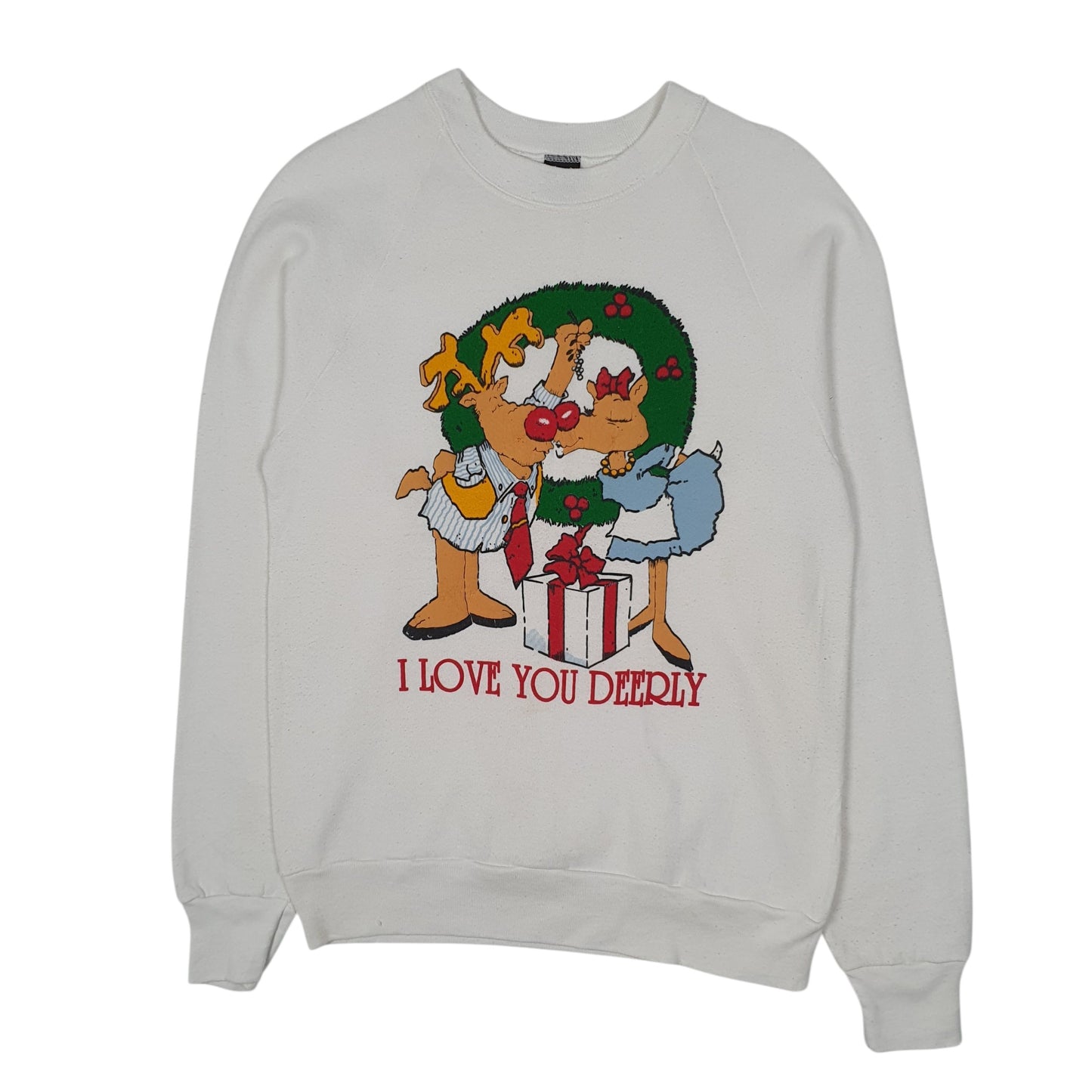 Womens White Screen Stars Vintage 90s Made In USA Chrismas Crewneck Jumper