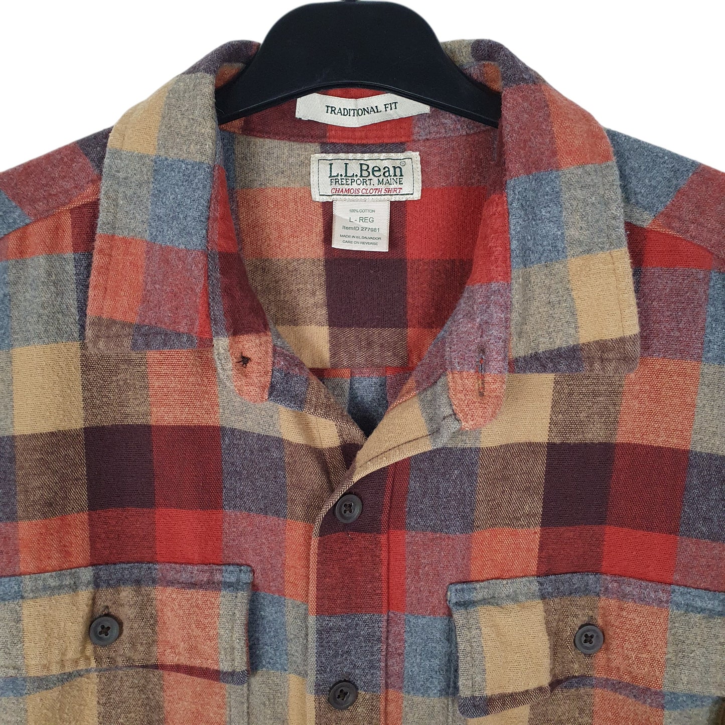 Mens Red L.L.Bean Thick Chamois  Shirt