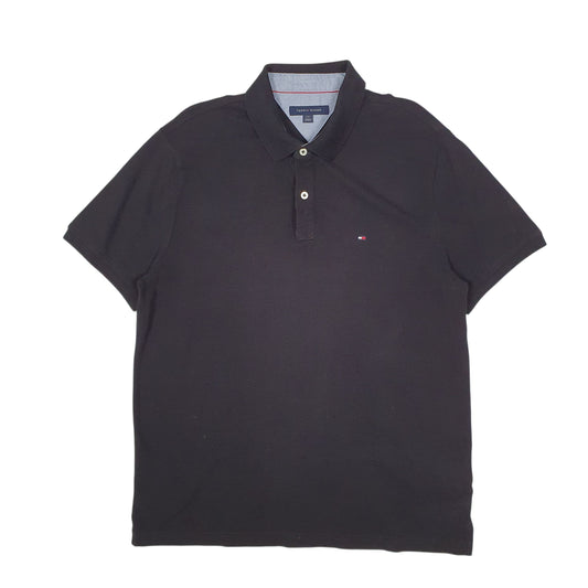 Mens Black Tommy Hilfiger  Short Sleeve Polo Shirt