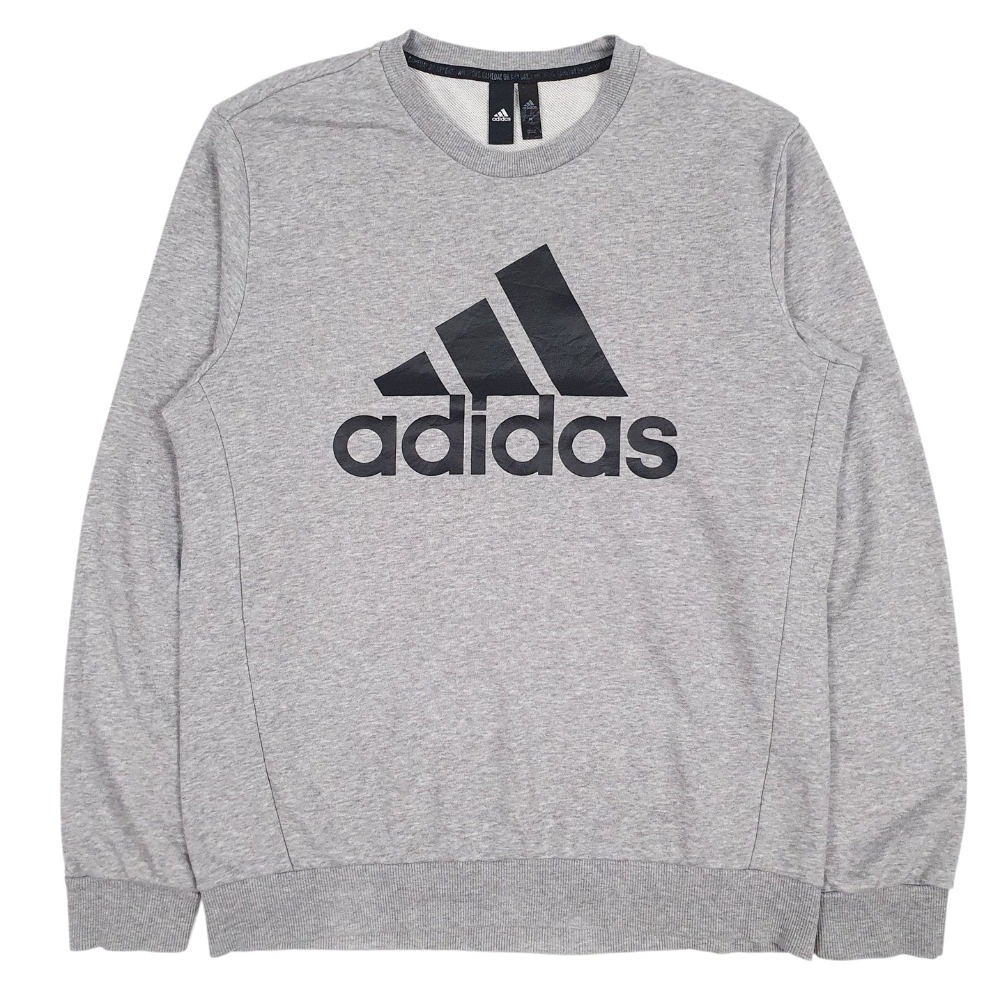 Mens Grey Adidas Spellout Crewneck Jumper