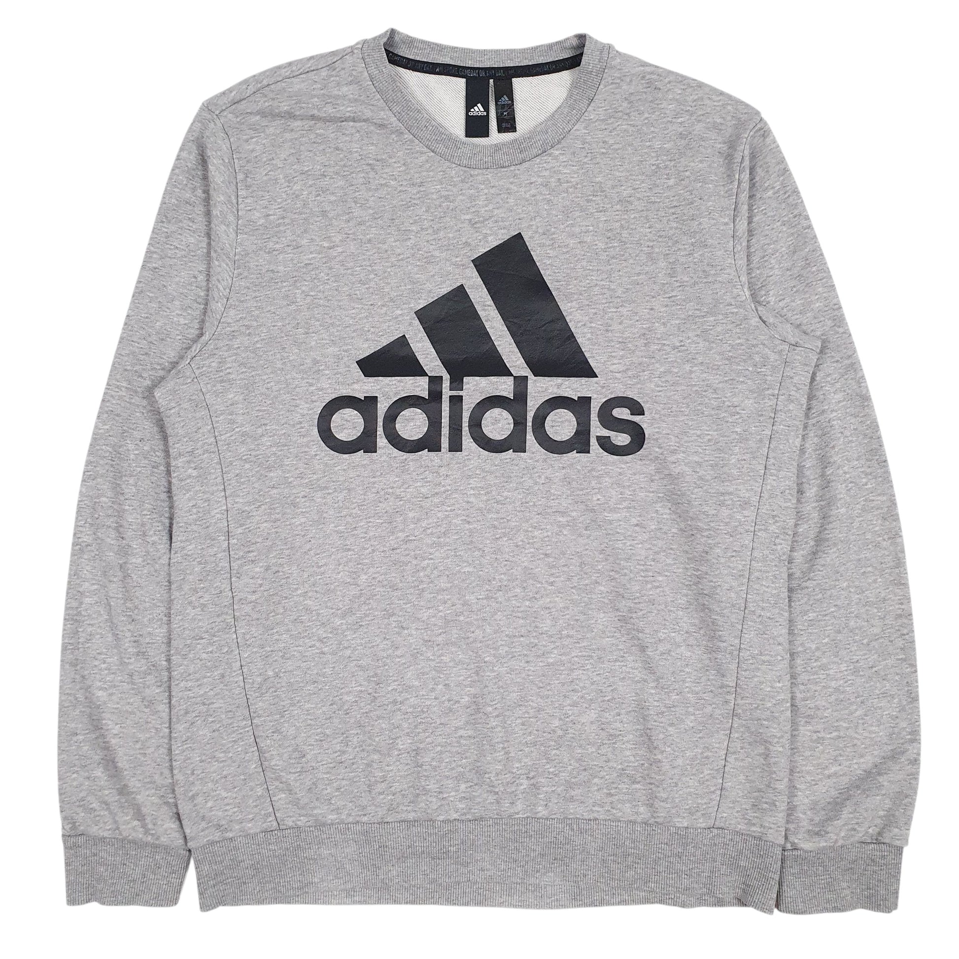 Mens Grey Adidas Spellout Crewneck Jumper