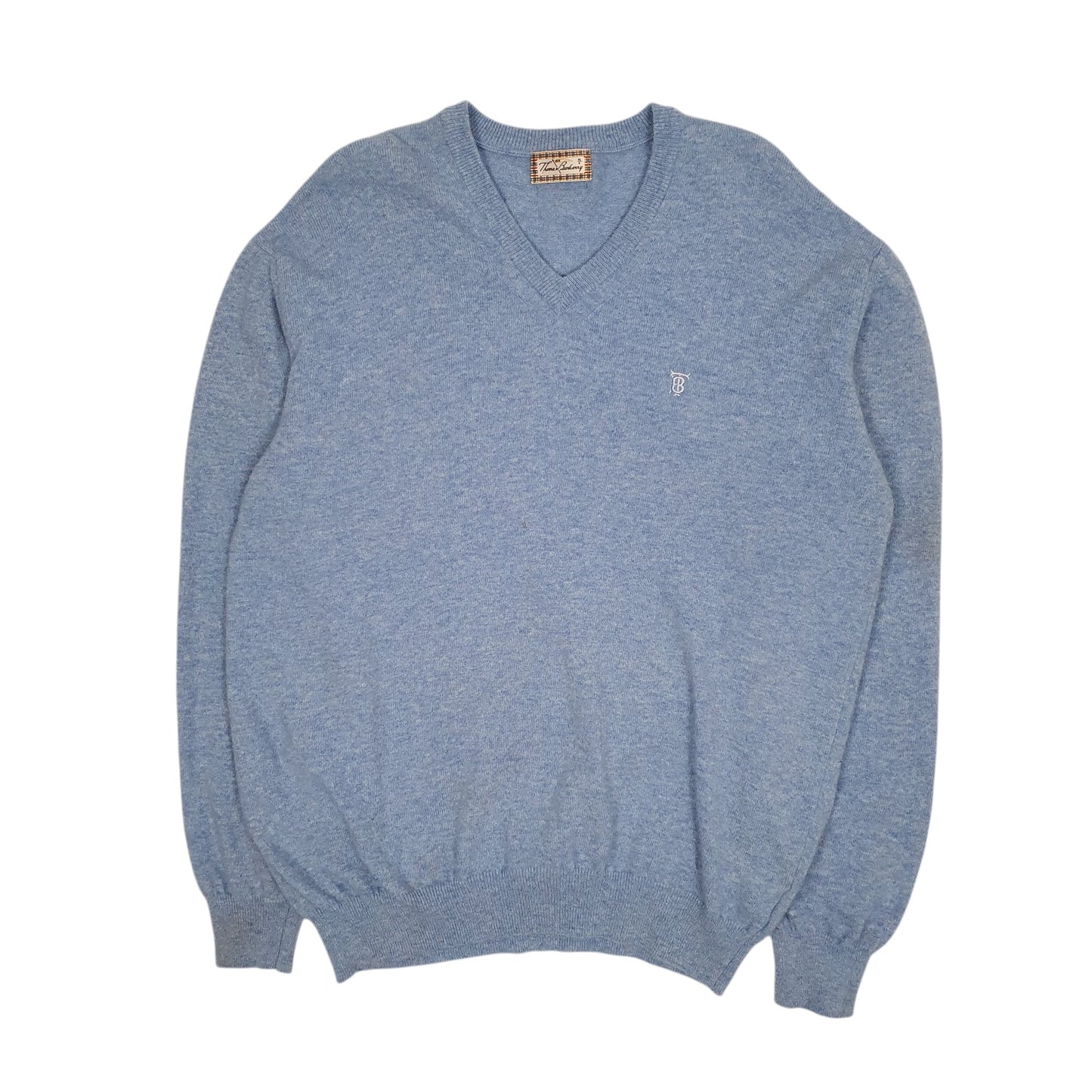Mens Blue Burberry  V Neck Jumper