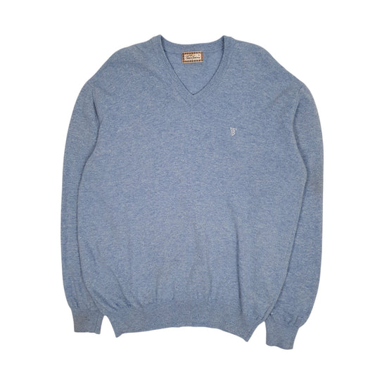 Mens Blue Burberry  V Neck Jumper