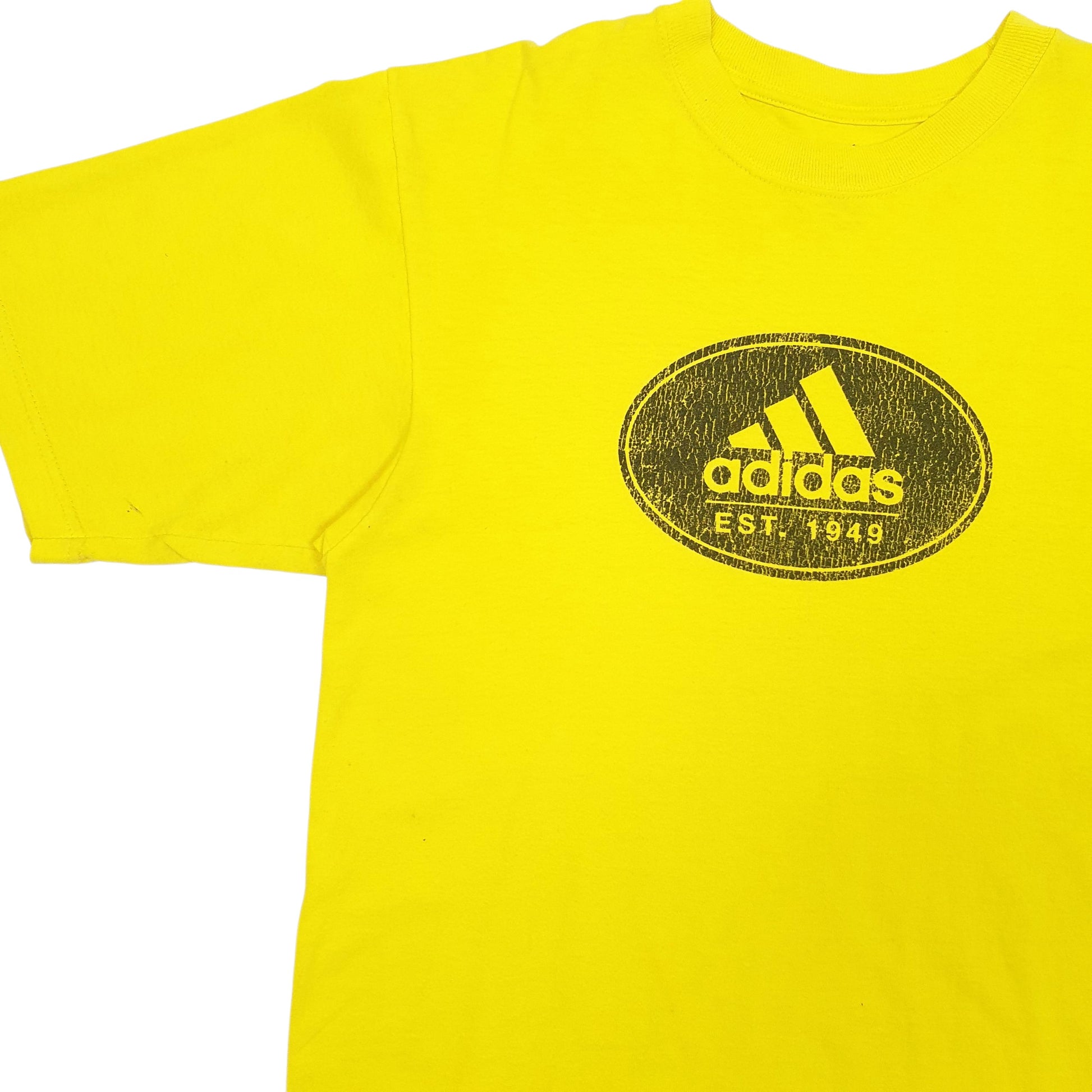 Mens Yellow Adidas Spellout  T Shirt