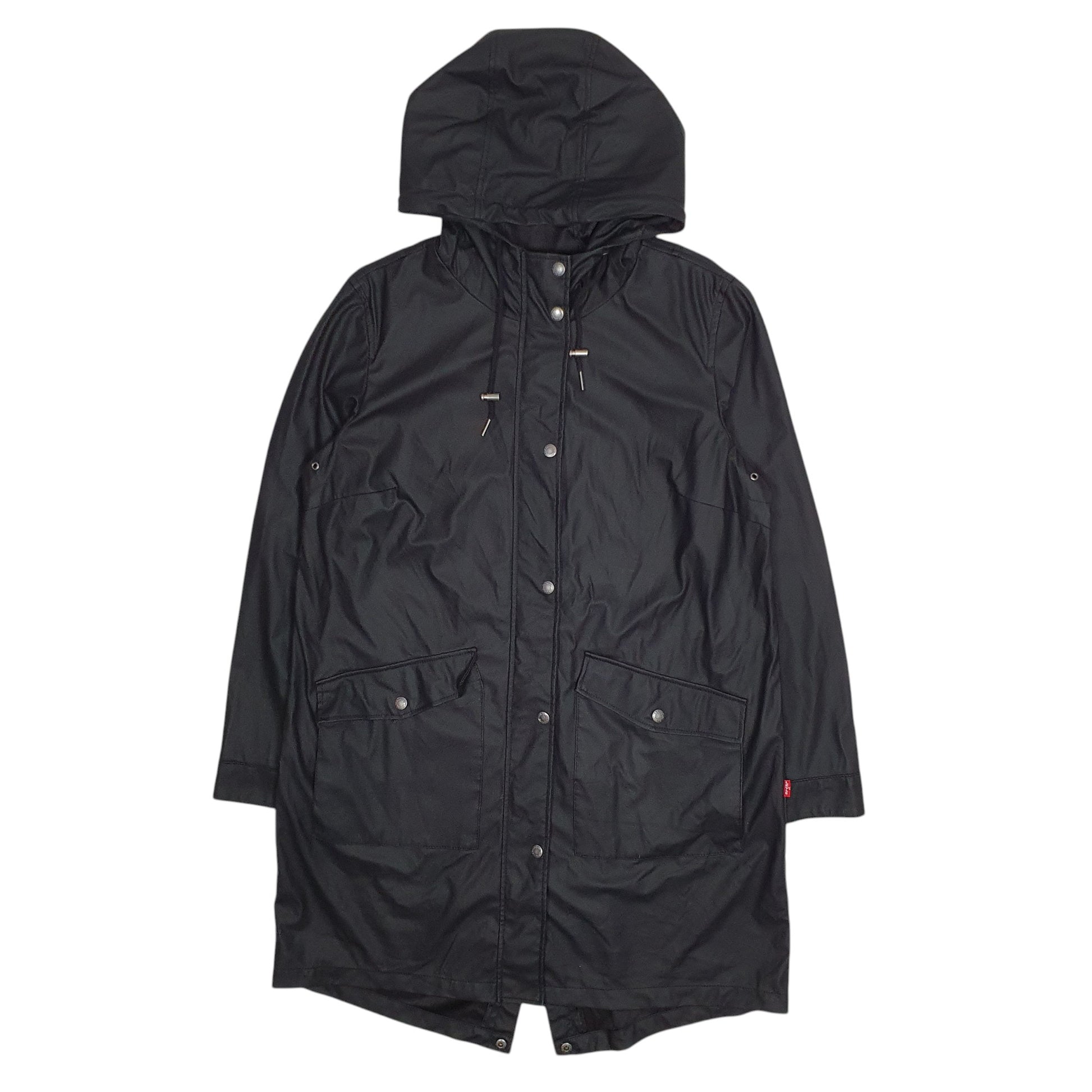 Mens Black Levis Fishtail Waterproof Rain  Coat