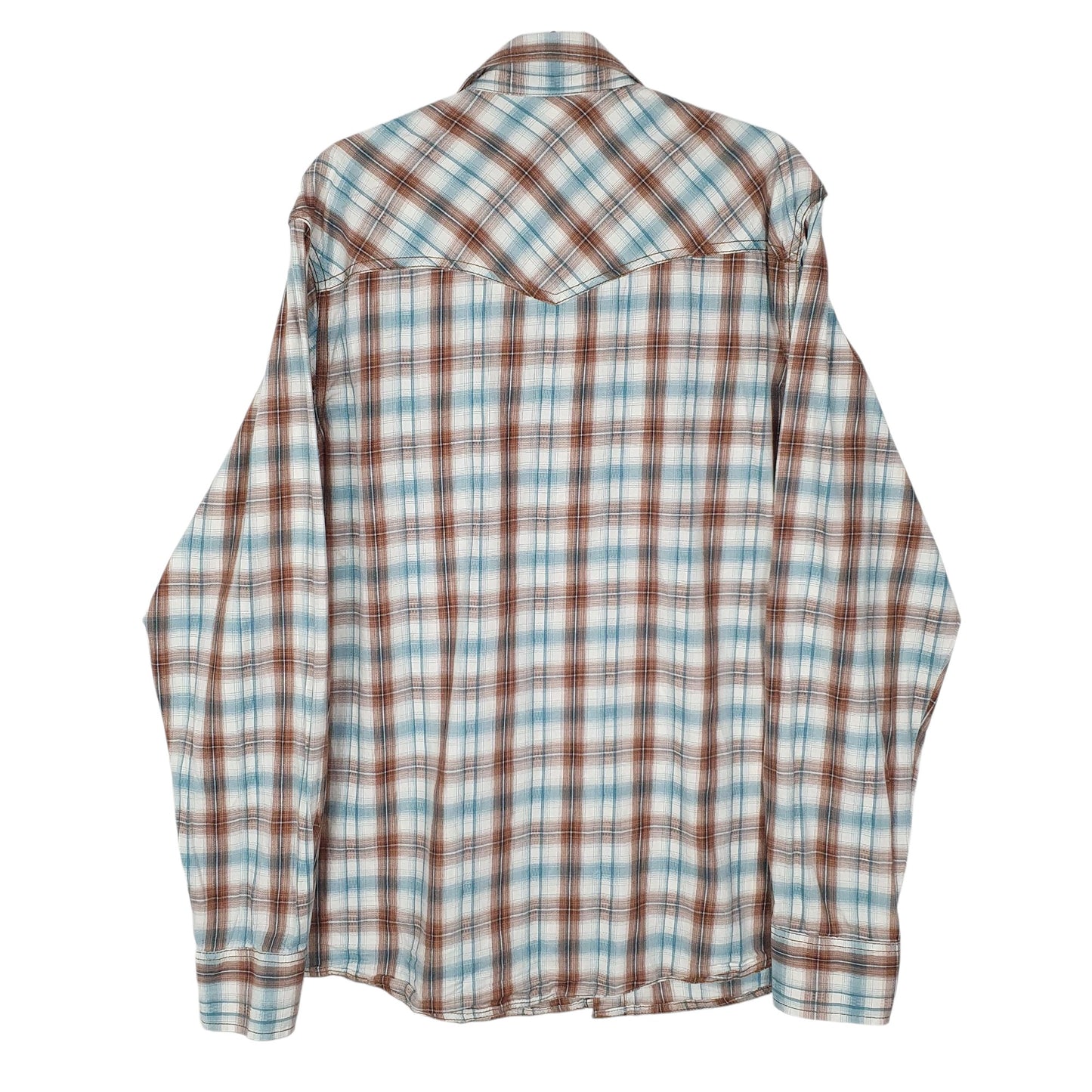 Mens Blue Wrangler Pearl Snap Retro  Shirt