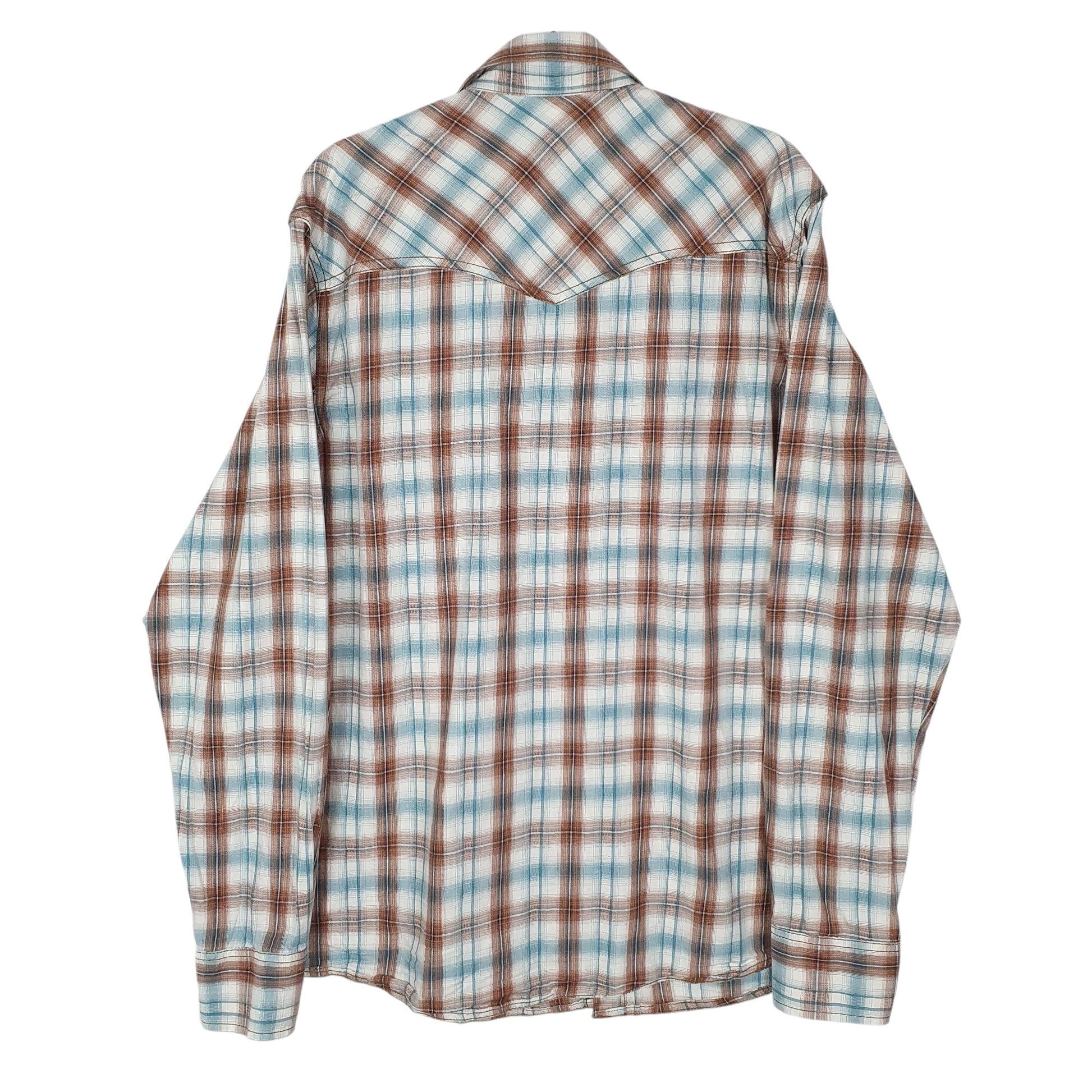 Mens Blue Wrangler Pearl Snap Retro  Shirt