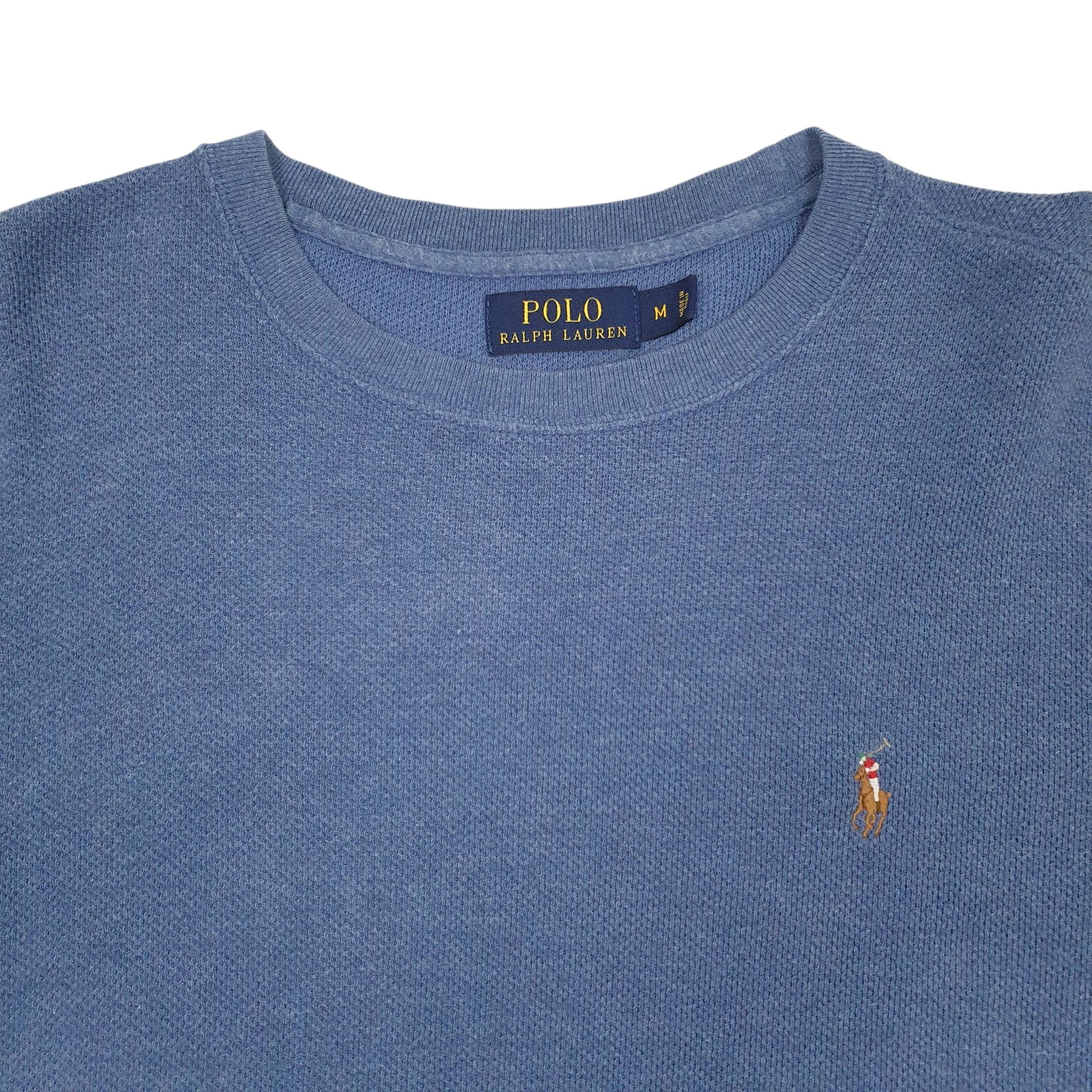 Mens Blue Polo Ralph Lauren Pima Cotton Crewneck Jumper