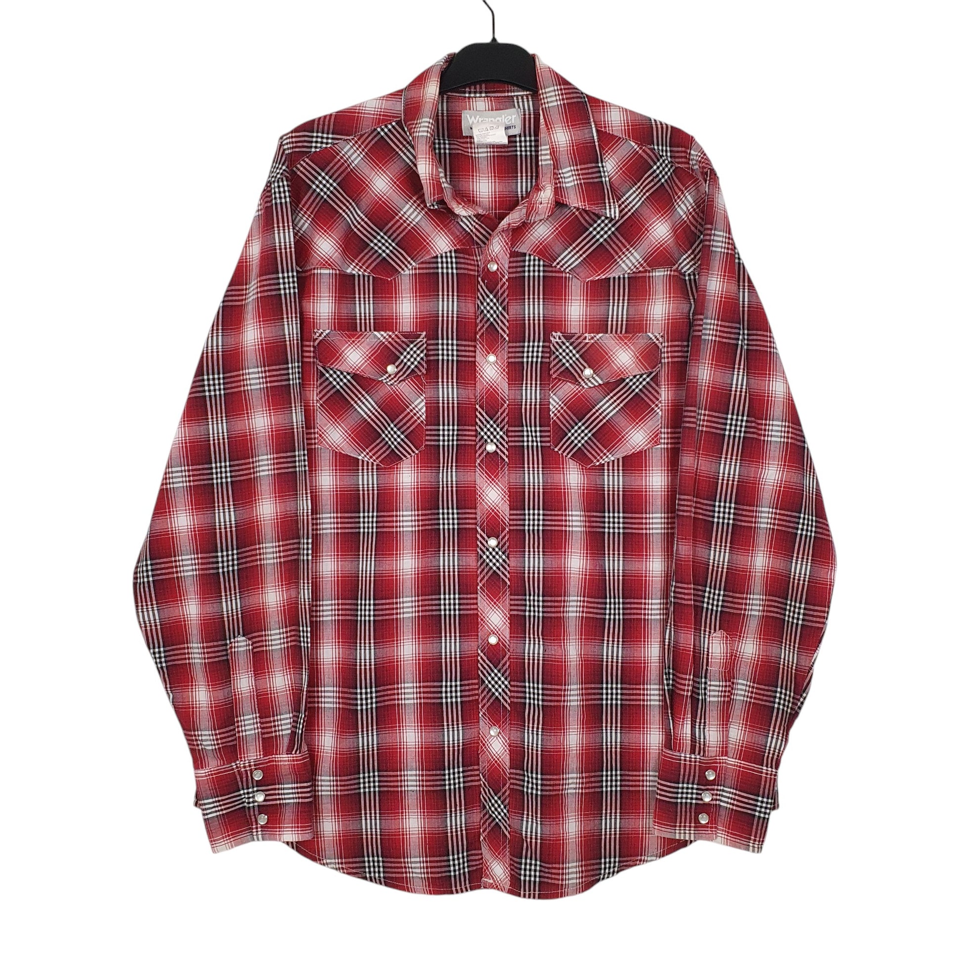 Mens Red Wrangler Western Pearl Snap Long Sleeve Shirt