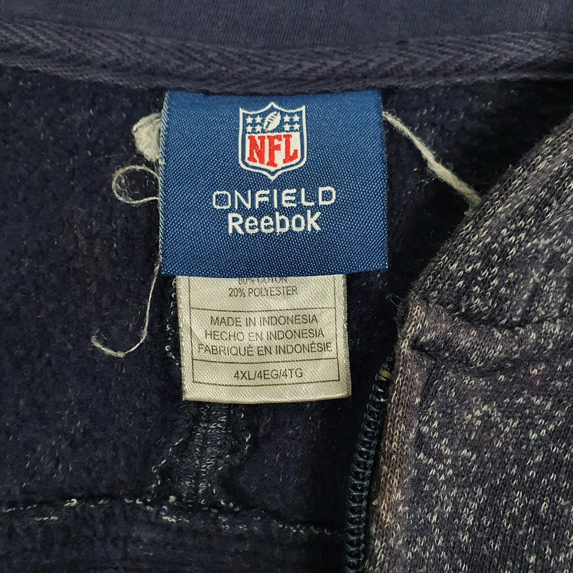Mens Blue Reebok Dallas Cowboys Full Zip Jumper