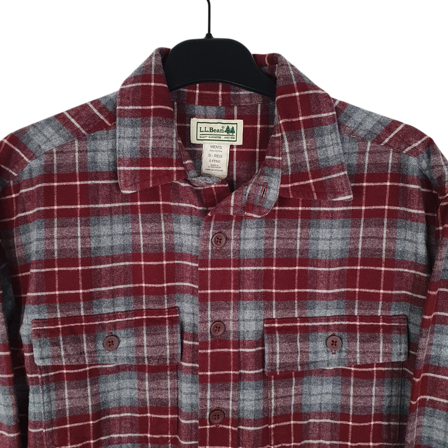 Mens Burgundy L.L.Bean Thick Flannel Plaid  Shirt
