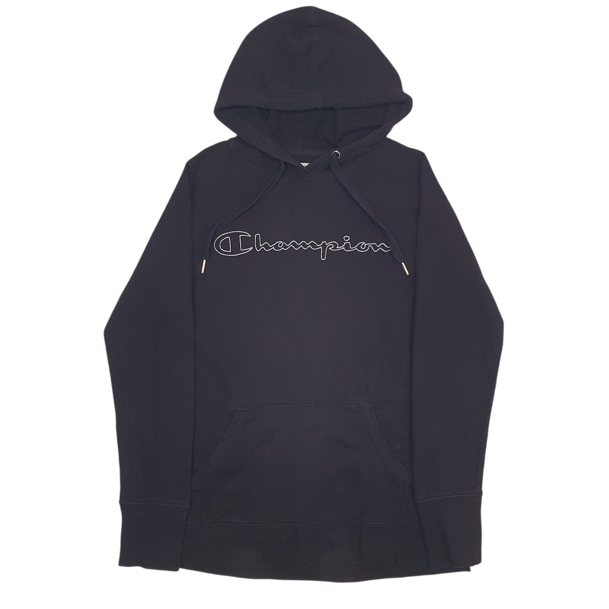 Mens Black Champion Spellout Hoodie Jumper