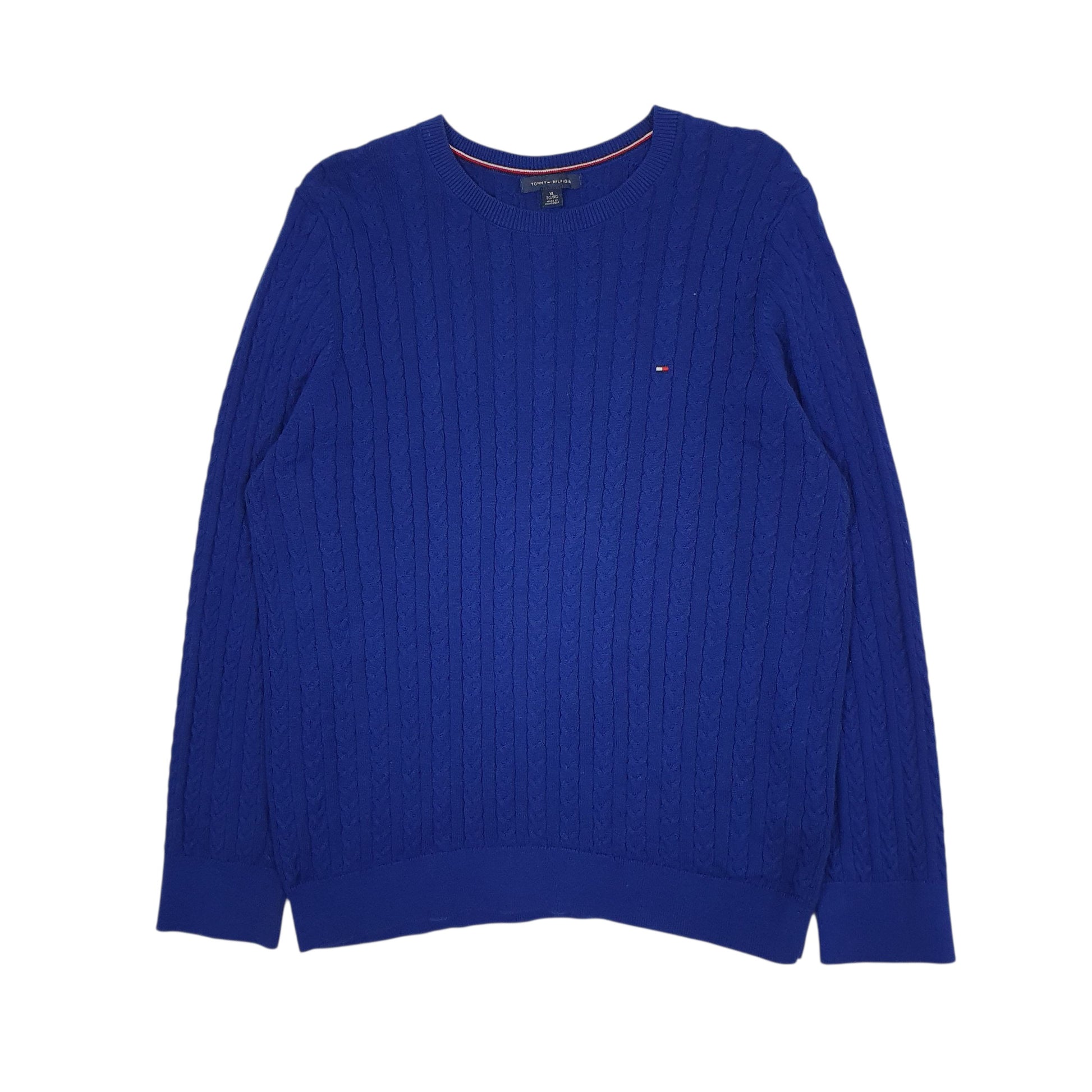 Womens Blue Tommy Hilfiger Cable Knit Crewneck Jumper
