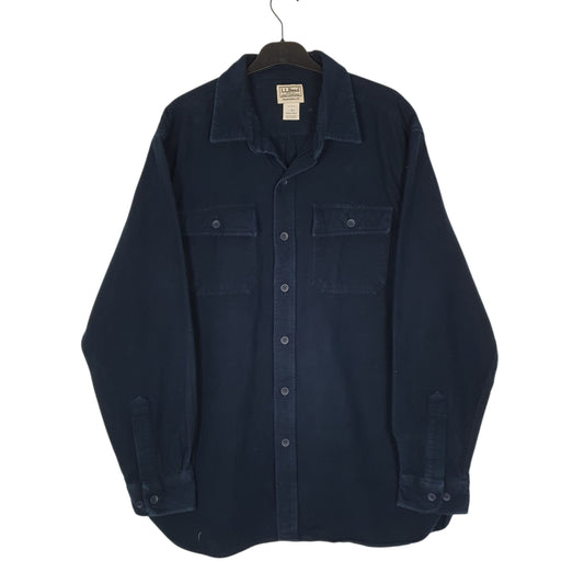 Mens Navy L.L.Bean Thick Chamois Long Sleeve Shirt