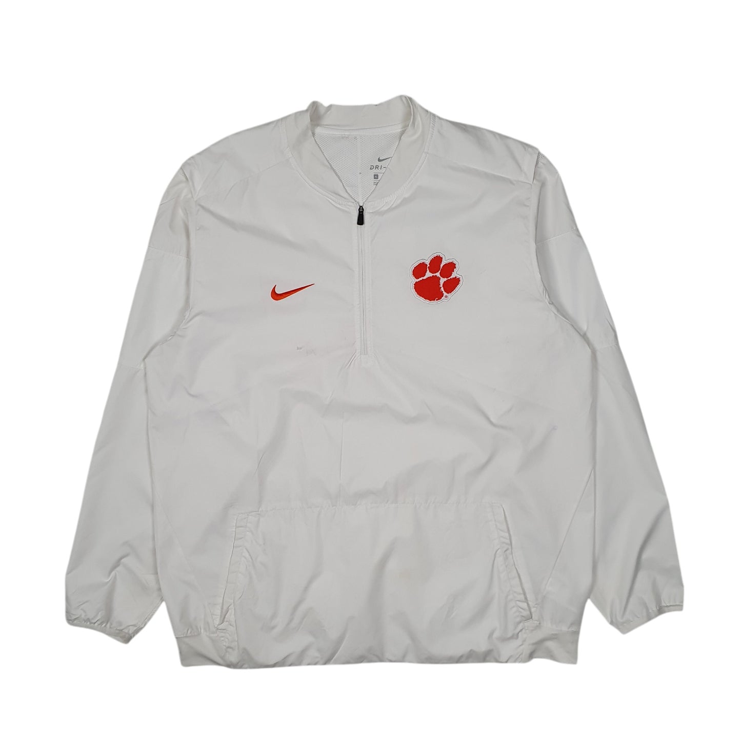 Mens White Nike Clemson Quarter Zip Pullover  Coat