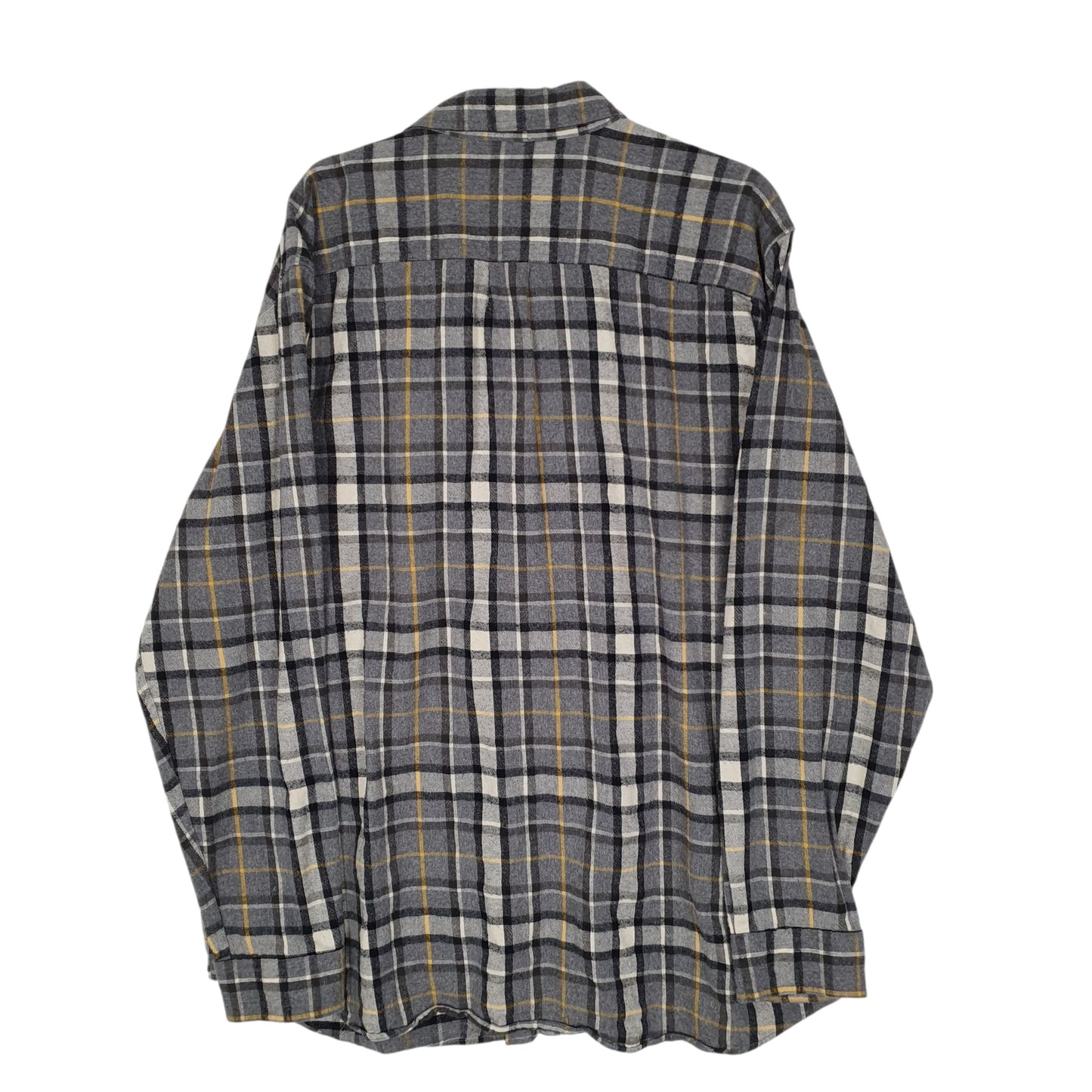 Mens Grey L.L.Bean Scotch Plaid Flannel  Shirt