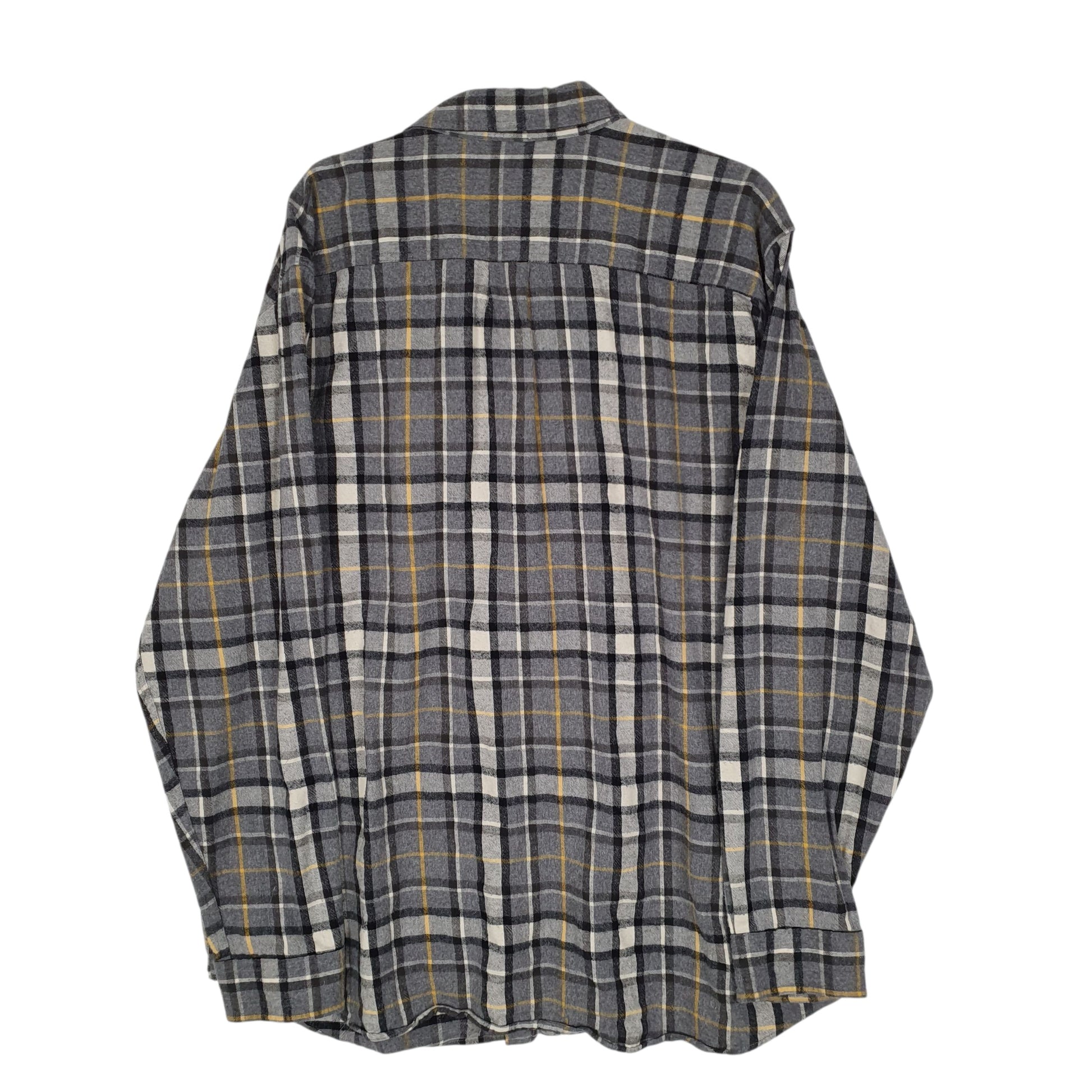 Mens Grey L.L.Bean Scotch Plaid Flannel  Shirt