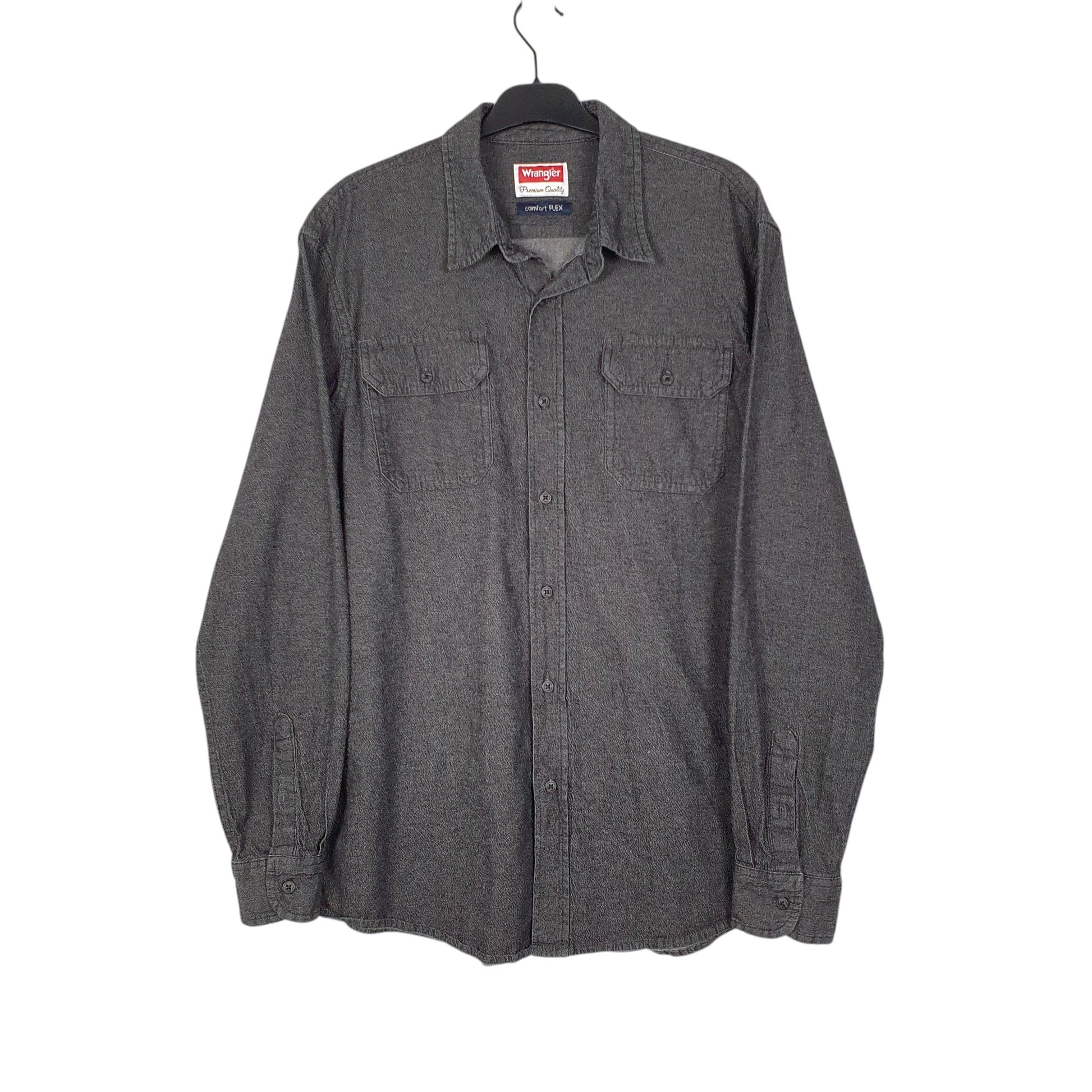 Mens Grey Wrangler  Long Sleeve Shirt