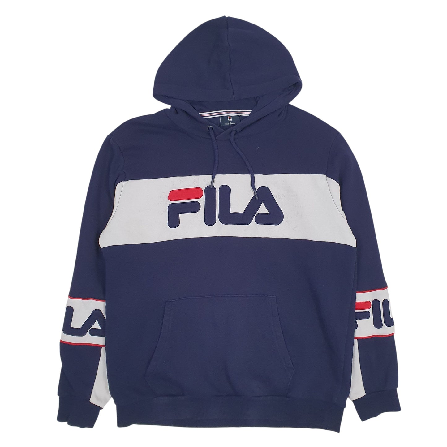 Mens Navy Fila Spellout Hoodie Jumper