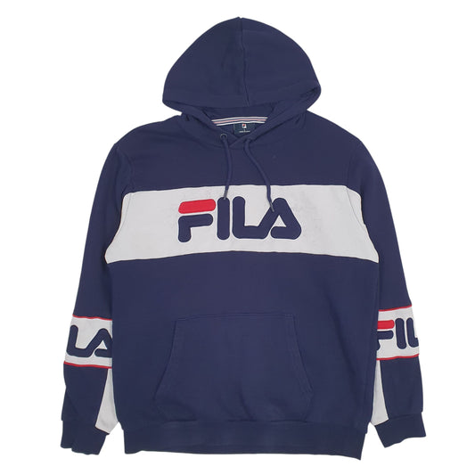 Mens Navy Fila Spellout Hoodie Jumper