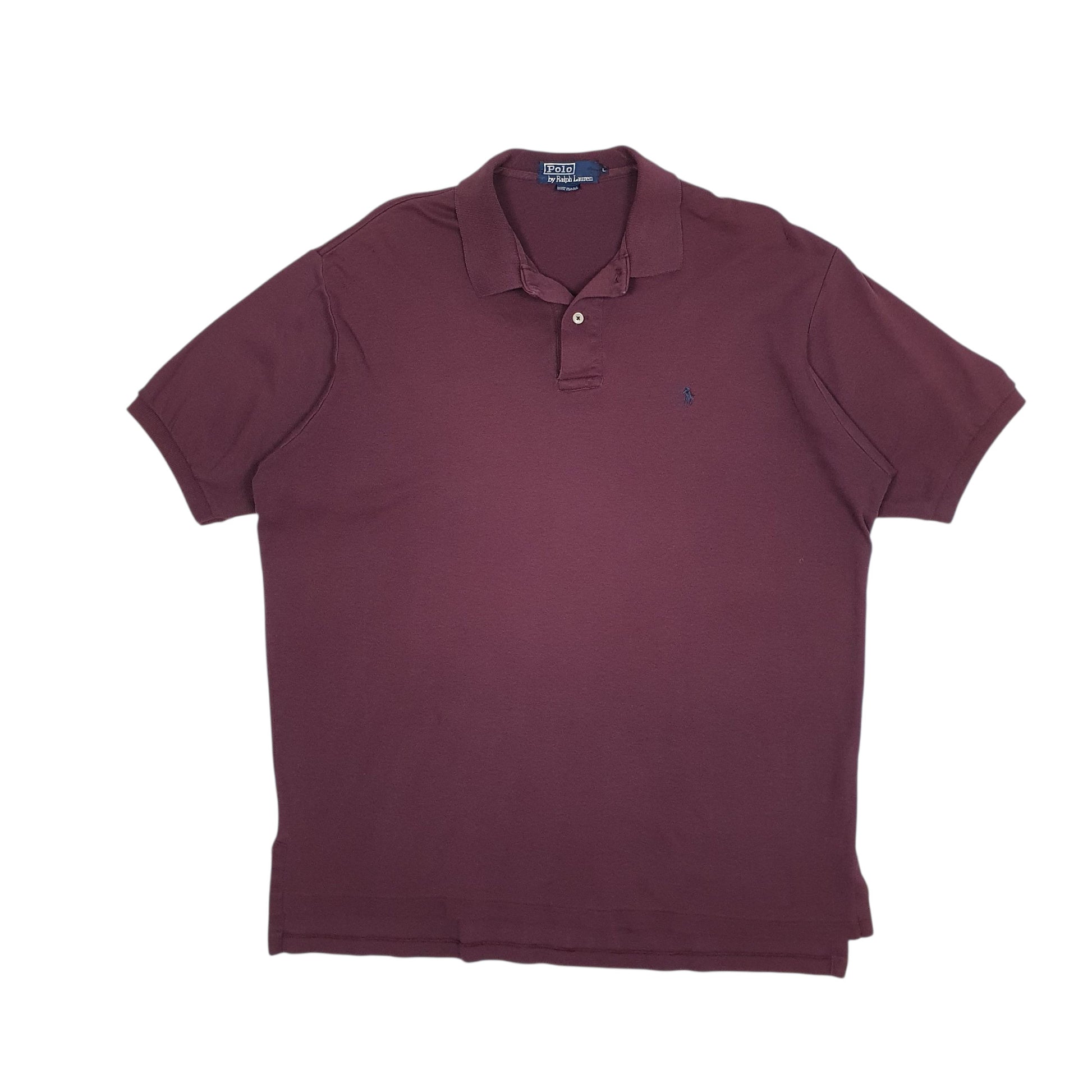 Mens Burgundy Polo Ralph Lauren Vintage 90s Made In USA Short Sleeve Polo Shirt