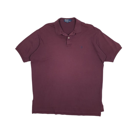 Mens Burgundy Polo Ralph Lauren Vintage 90s Made In USA Short Sleeve Polo Shirt
