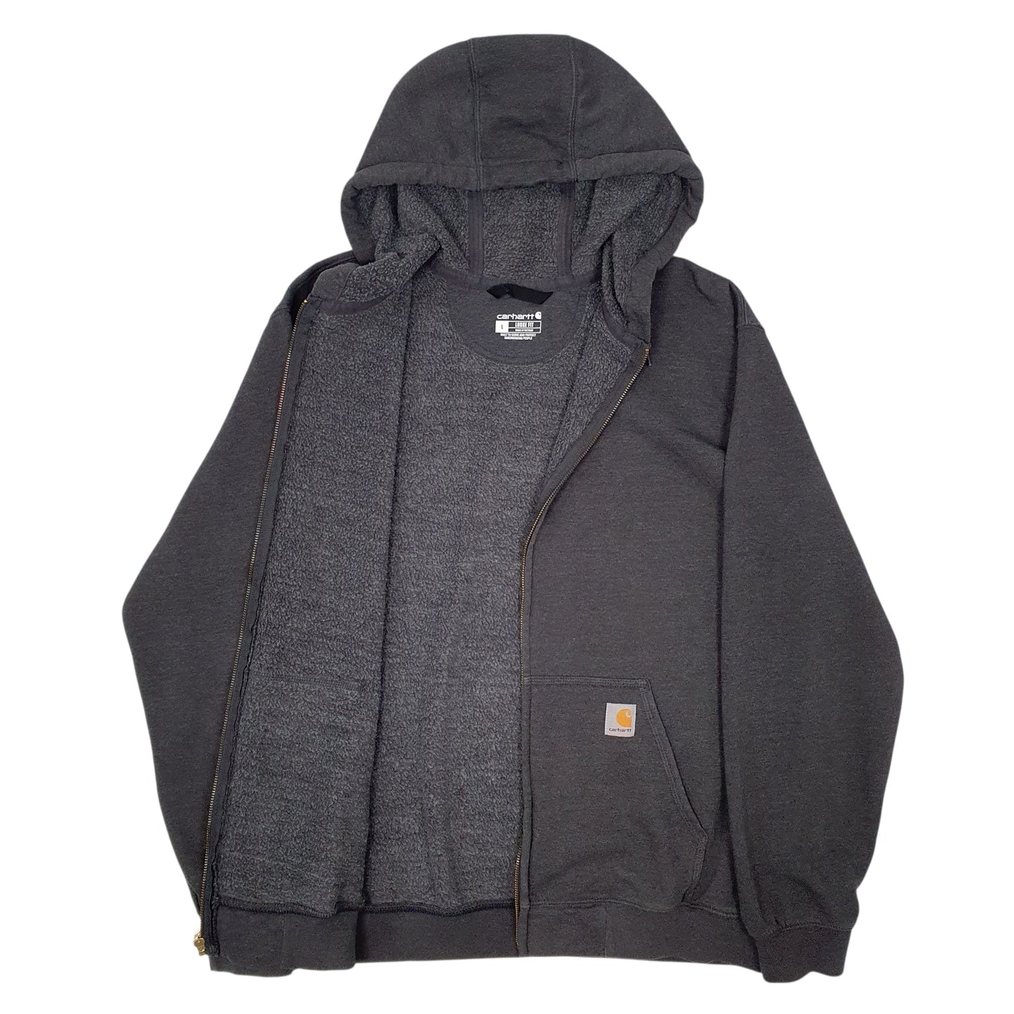 Mens Grey Carhartt Loose Fit Full Zip Jumper