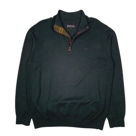 Mens Green Barbour  Quarter Zip Jumper